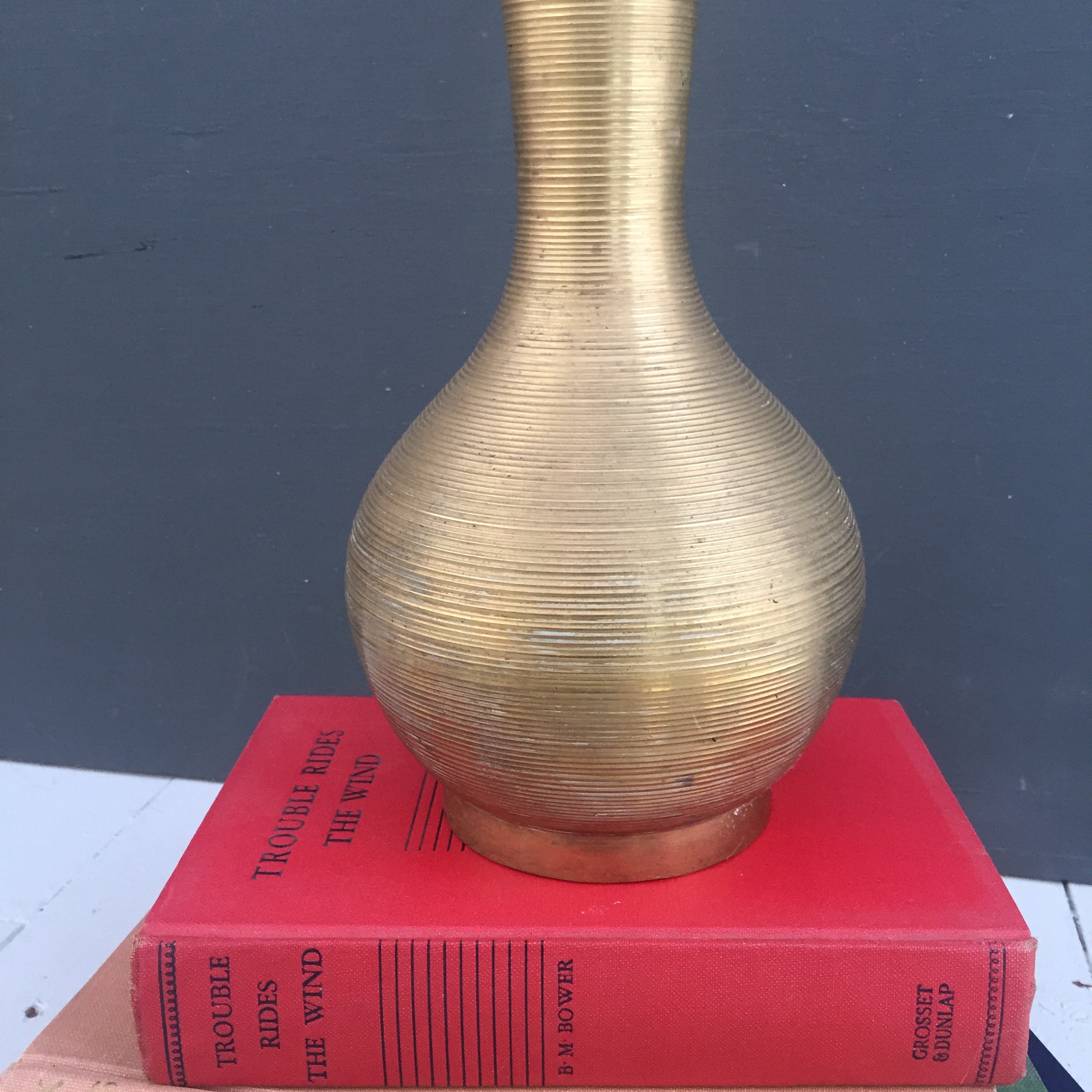 Vintage Large Brass Vase, Vintage Brass Vase, Vintage Indian Brass Vase