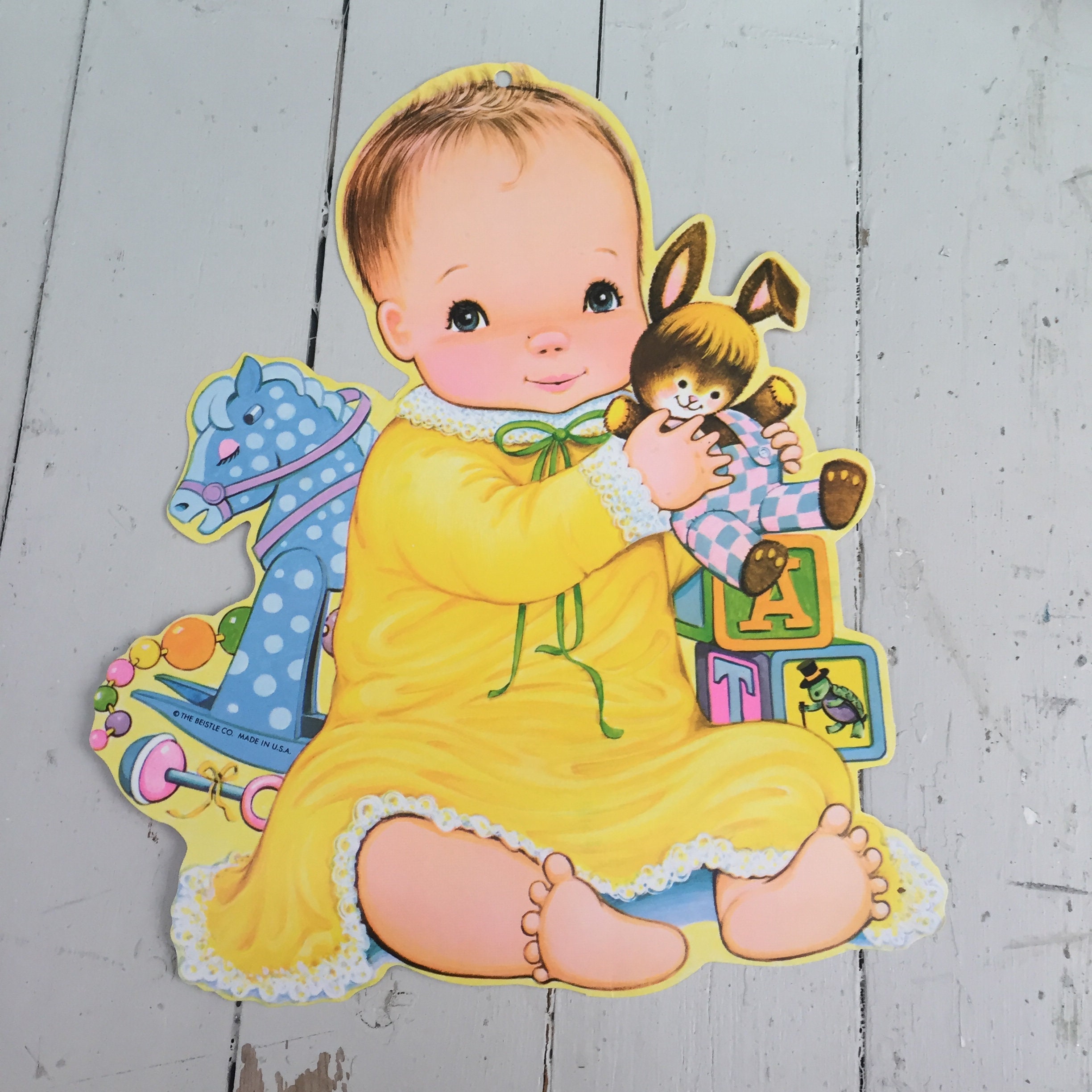 Vintage Diecut Baby Shower Decorations Set of Five Vintage Etsy