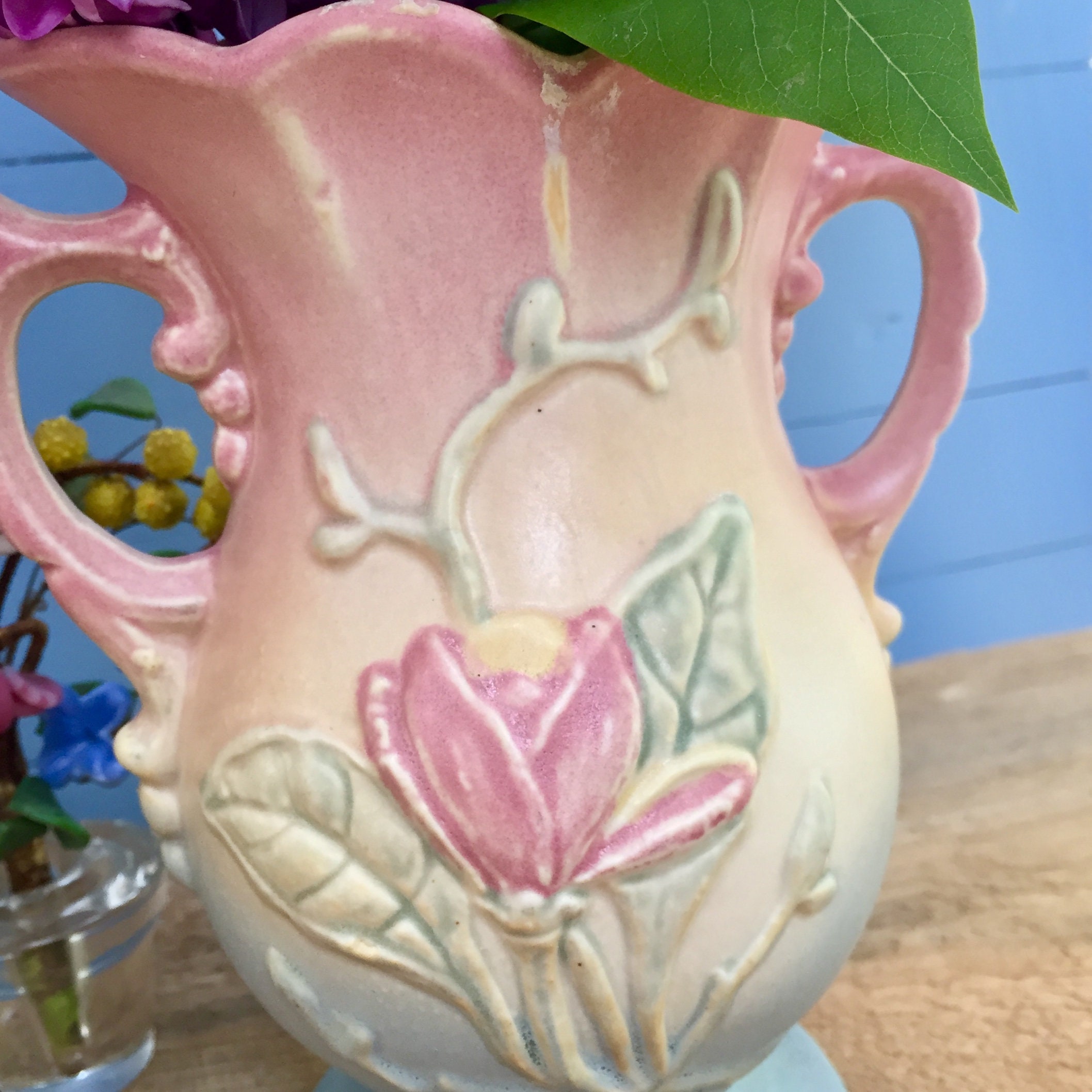 Vintage Hull Magnolia Vases Pair Of Hull Vases Vintage Pottery