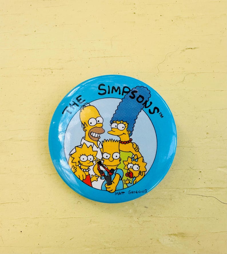Vintage the Simpson's Button, Bart Simpson Pin, Vintage 1990s Novelty ...