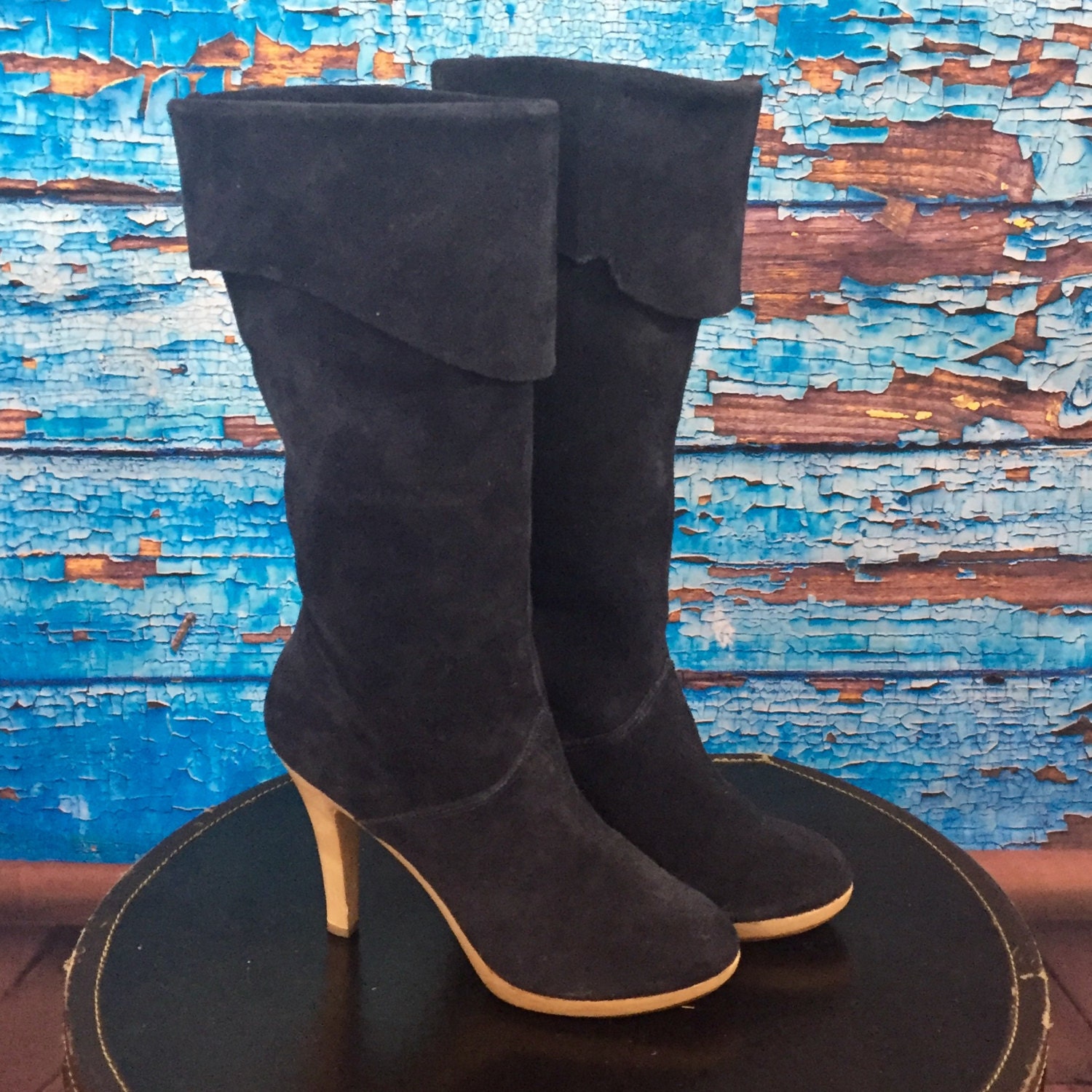 navy slouch boots