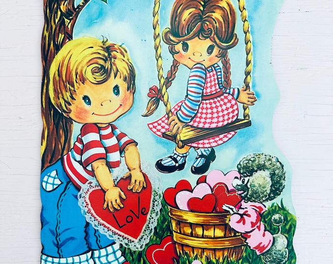 Vintage 70s Valentine's Day Die Cut 1940s Large Valentine 14X11 Valentine's Day Classroom Decor Vintage Valentine's Decor Ephemera