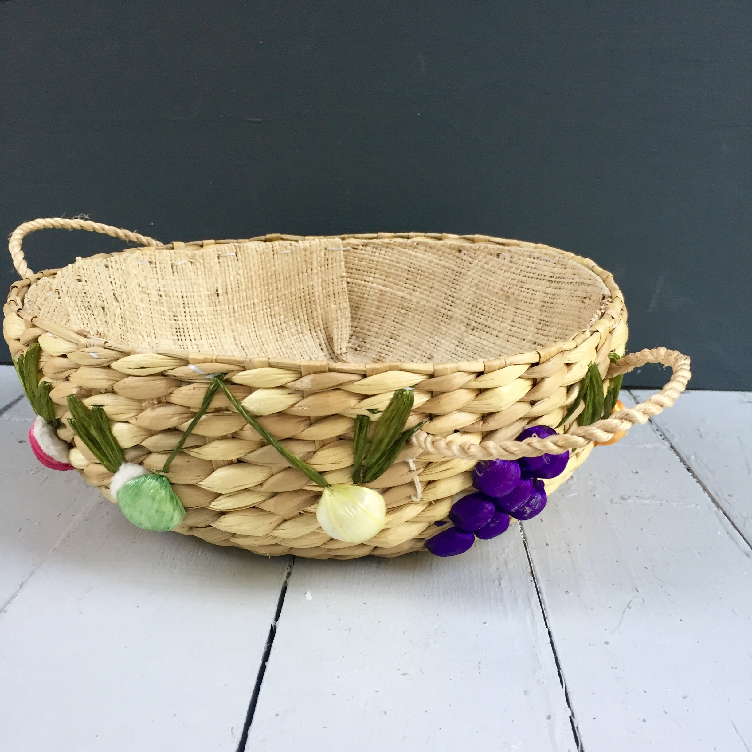 Vintage Woven Nesting Baskets, Set of Three, Vintage Raffia Baskets