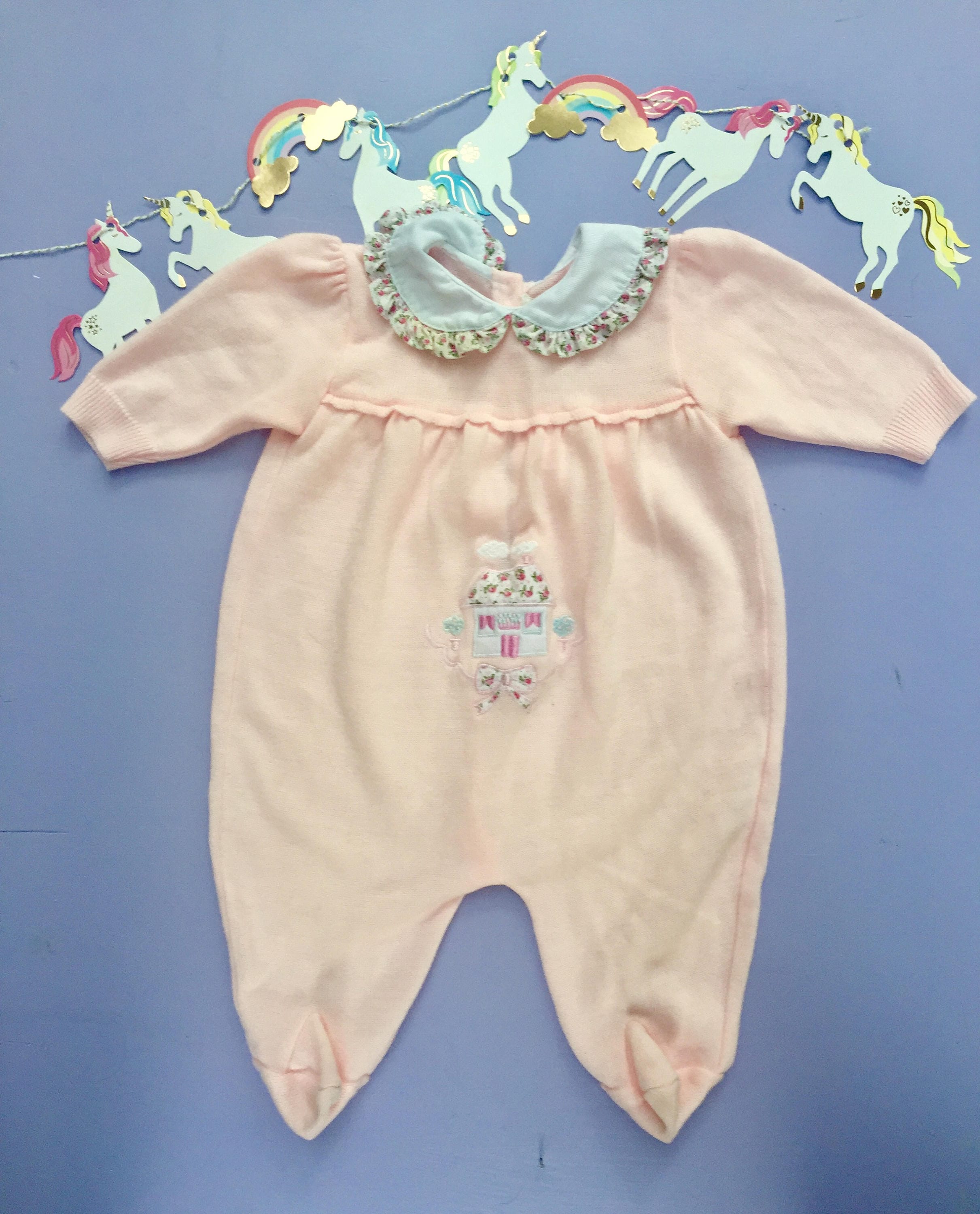 Vintage Baby Girl Sleeper, Set of Two, Size 6 to 9 months, Vintage
