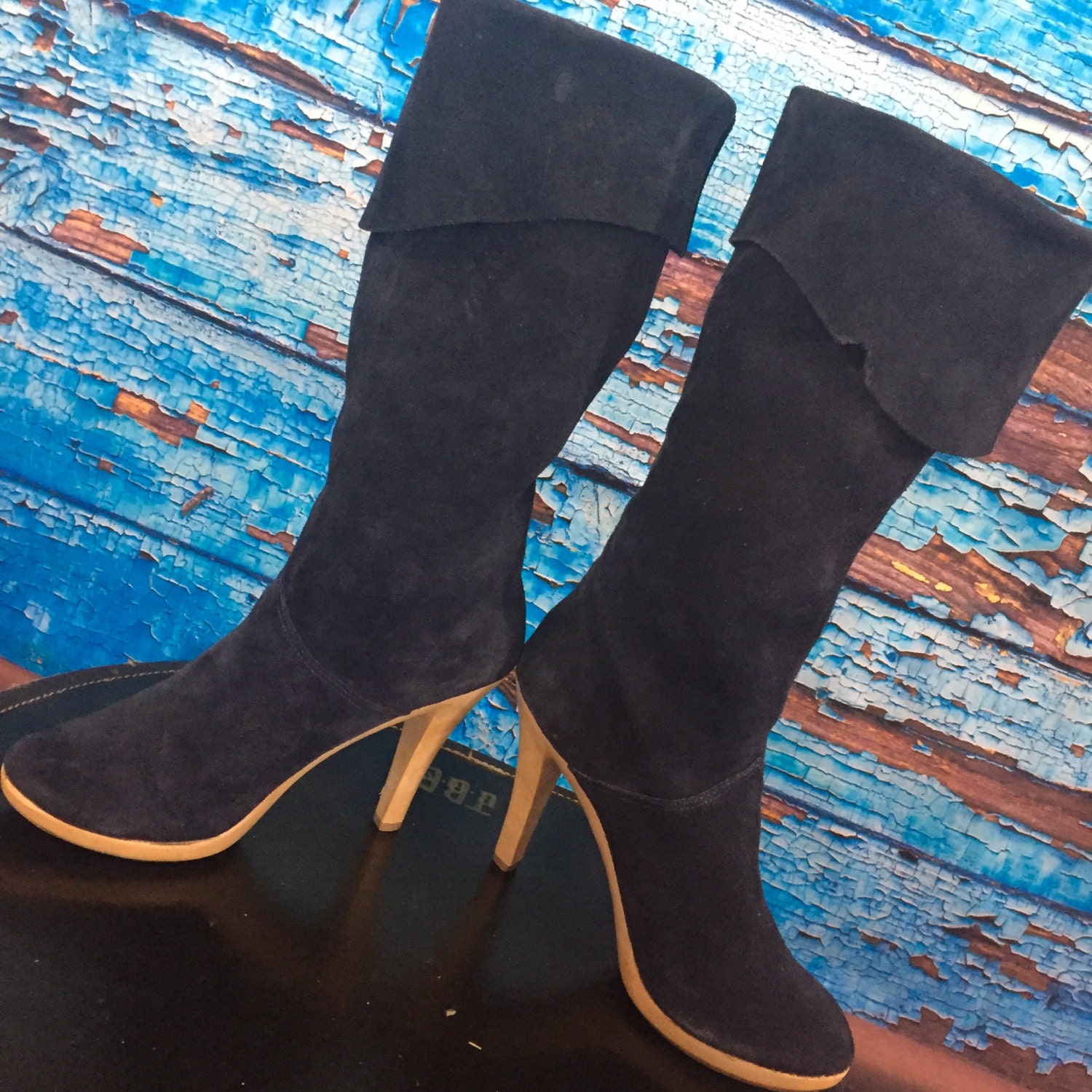 navy slouch boots