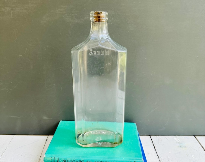 Antique Owens Apothecary Bottle | Embossed 3XXXII Pharmacy Glass Bottle | Vintage Druggist Decor