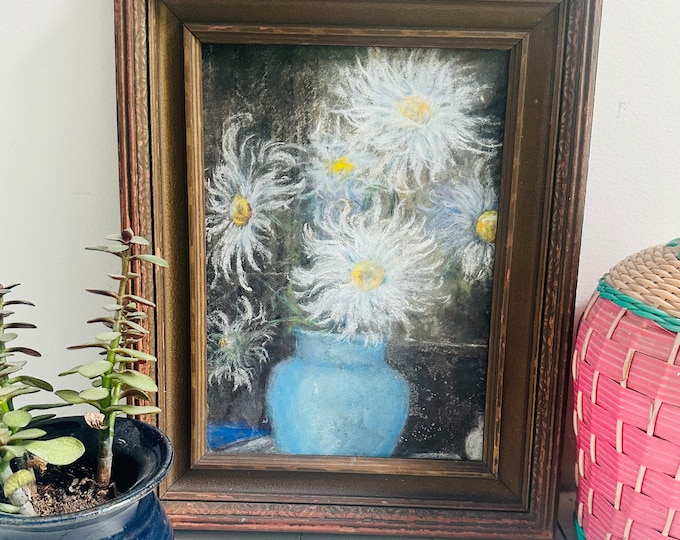 Vintage Floral Painting, Original floral painting, Vintage Flower Bouquet Painting, Original artwork, Moody floral painting