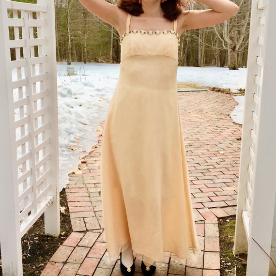 Vintage Bari-Jay Champagne Bridesmaid's Dress, Women's Small, Vintage Champagne Maxi Dress, Vintage Formal Maxi Dress, Vintage Prom Dress