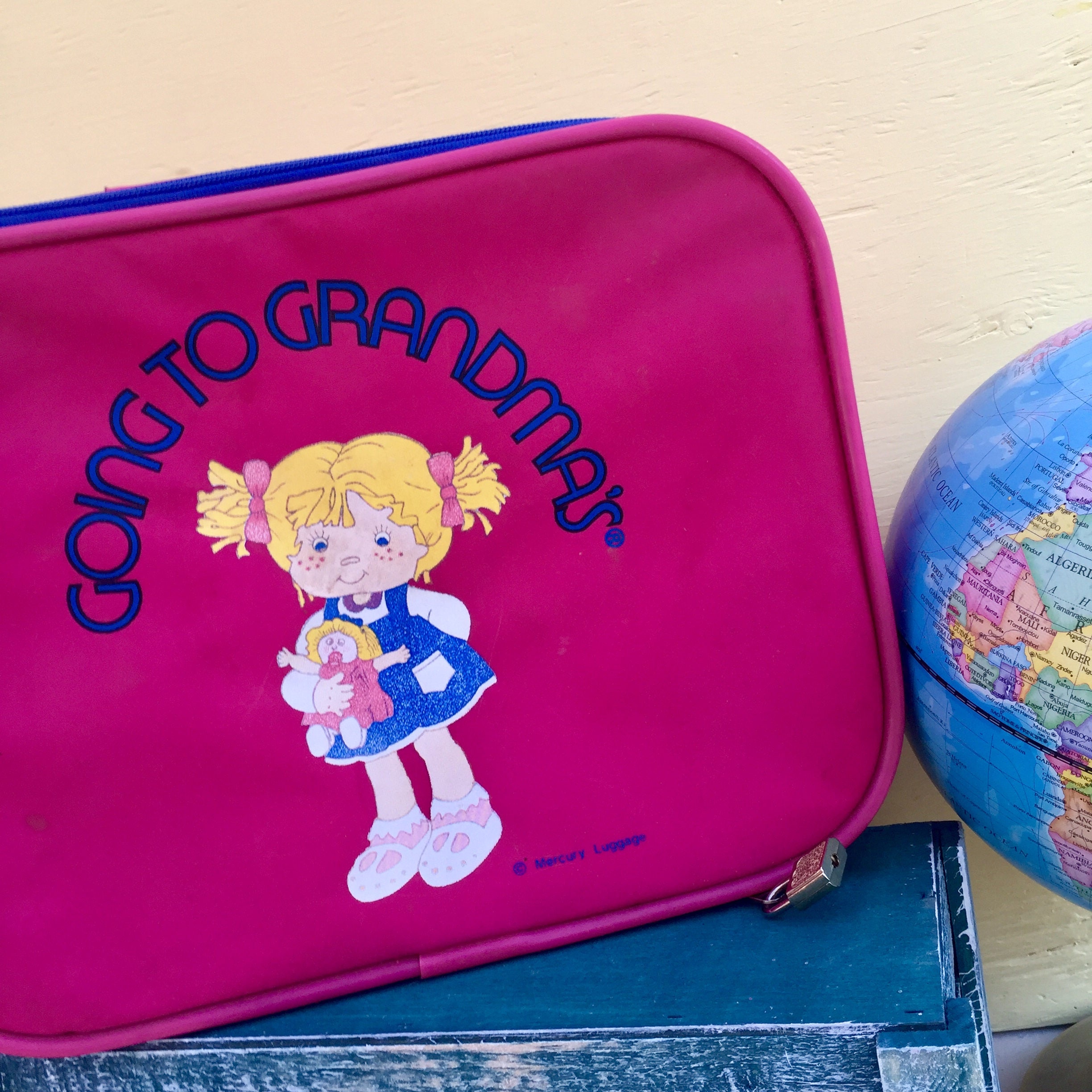 Vintage Going to Grandma's Suitcase, Vintage Child's Suitcase, Vintage