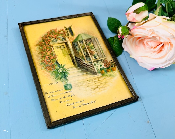 Antique 1920s "To Mother" lithograph, Art Deco wall art, Framed Poem, Vintage Verse print, Mother's Day Gift, Mom's present