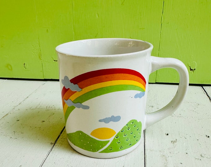 Vintage 1980s Rainbow Mug, LGTBQ Mug, Rainbow Coffee Mug, Vintage Coffee Cup, 80s kitchen decor, vintage retro coffee cup