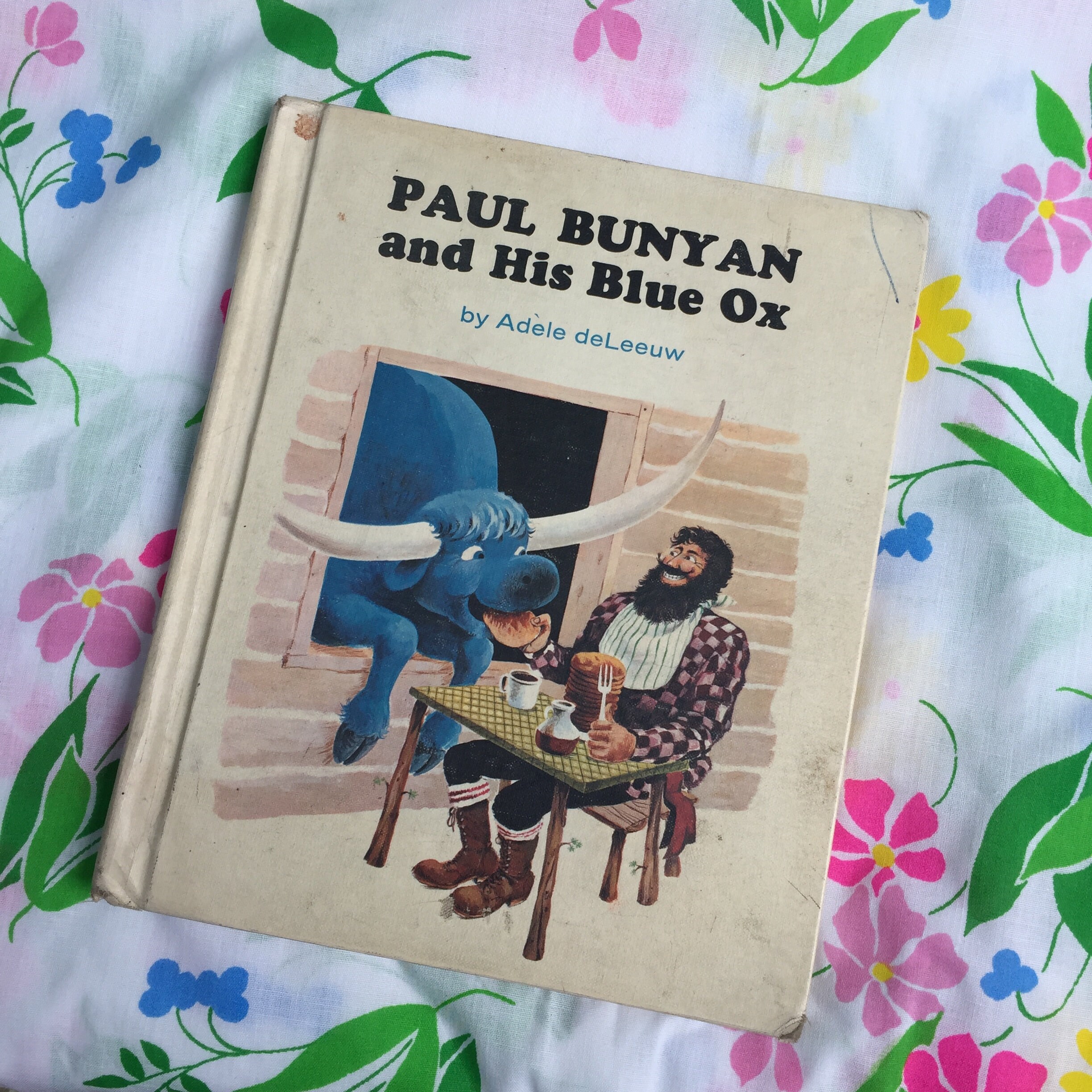 Vintage 1960s book, Paul Bunyan and His Blue Ox, by Adele deLeeuw, Vintage Paul Bunyan book