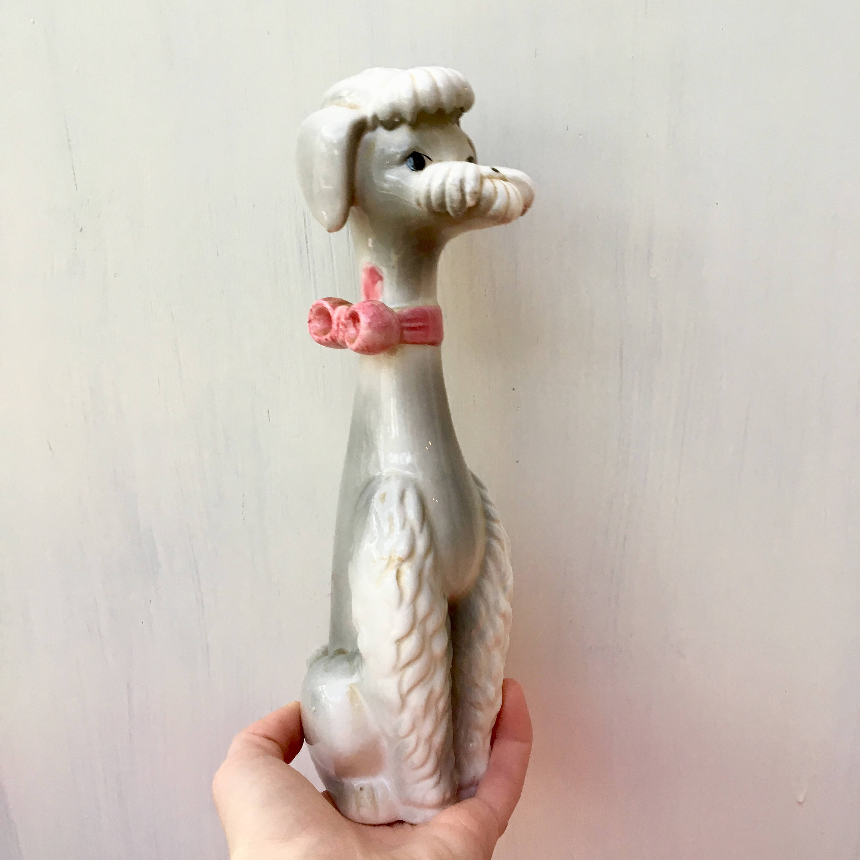 Vintage Poodle Figurine, Large Long Necked Poodle Figurine, Vintage