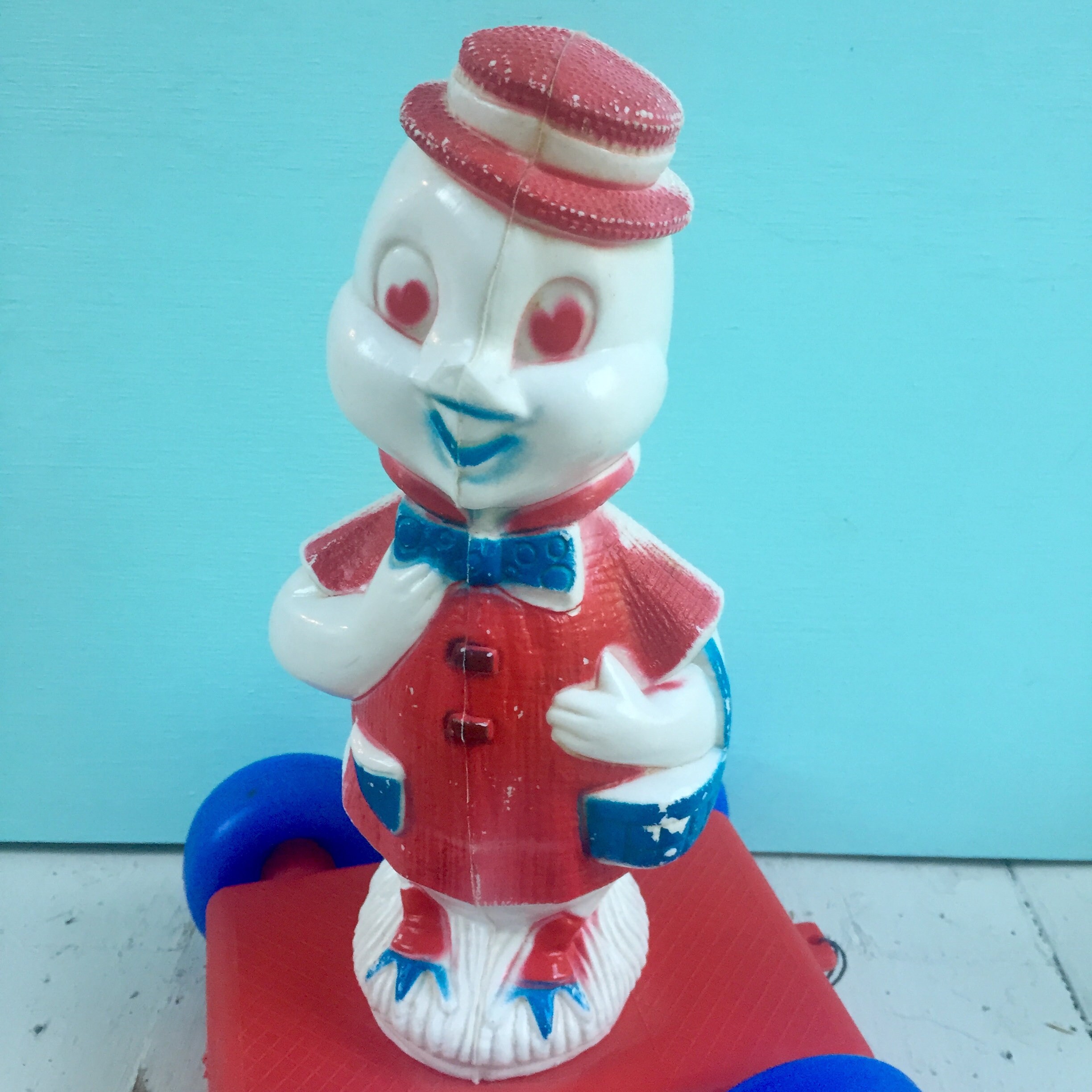 Vintage 1950s Pull Toy, Vintage Tico Toys Duck Pull Toy, Vintage Blow Mold Duck Toy, Patriotic
