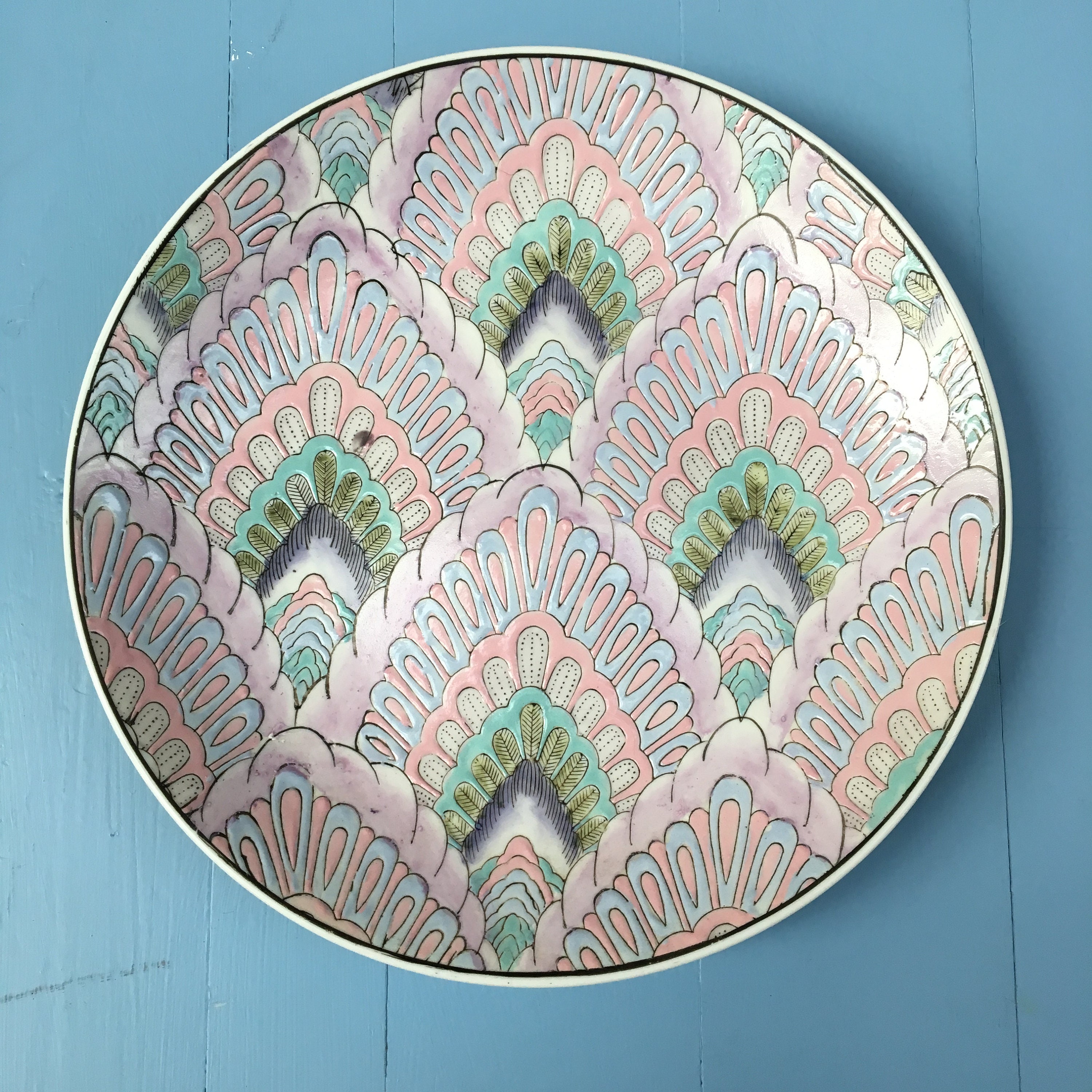 Vintage Art Deco Style Plate, Art Deco Decorative Plate, Chinese