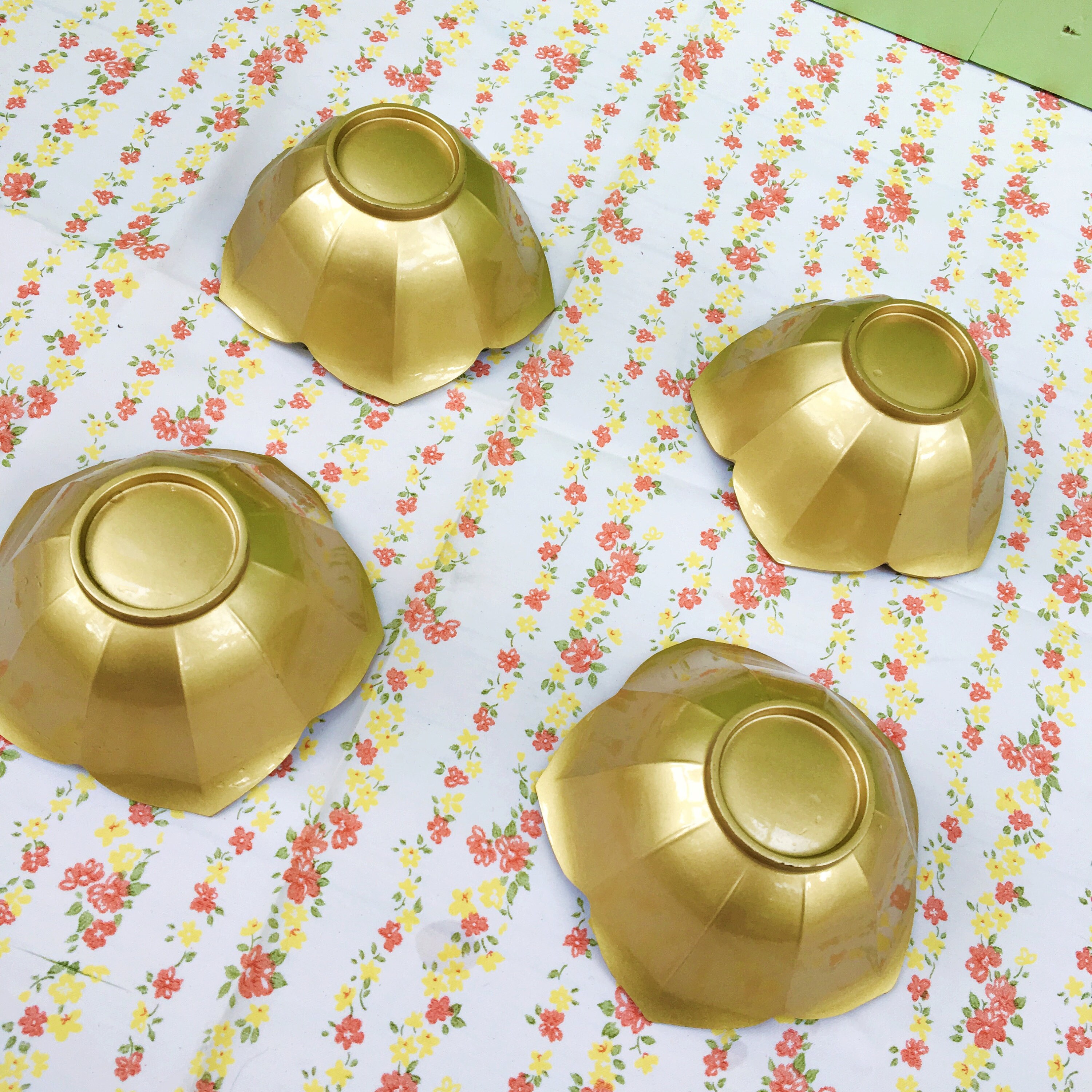 Vintage Gold Plastic Decorative Bowls Set Of Four Gold Flower