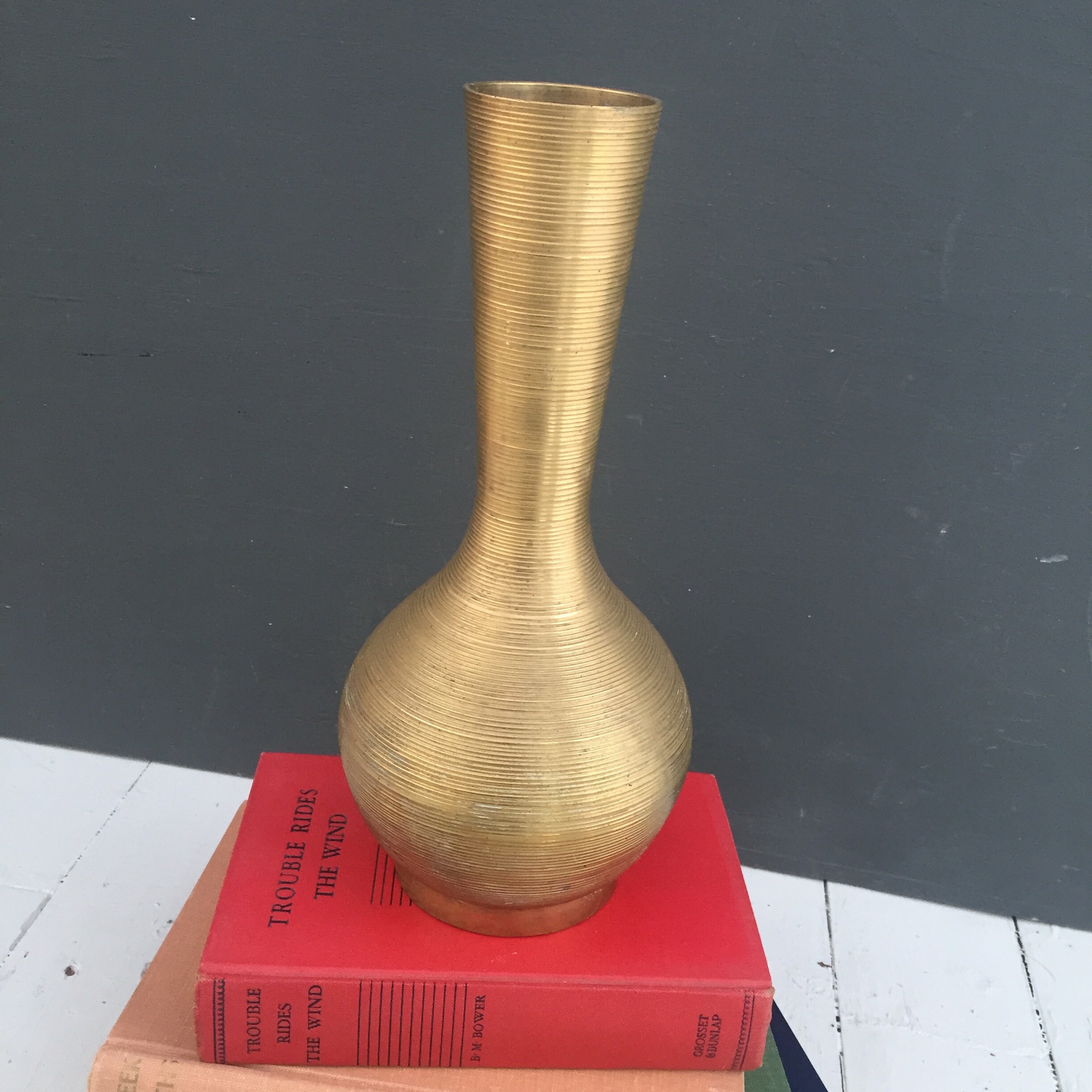 Vintage Large Brass Vase, Vintage Brass Vase, Vintage Indian Brass Vase