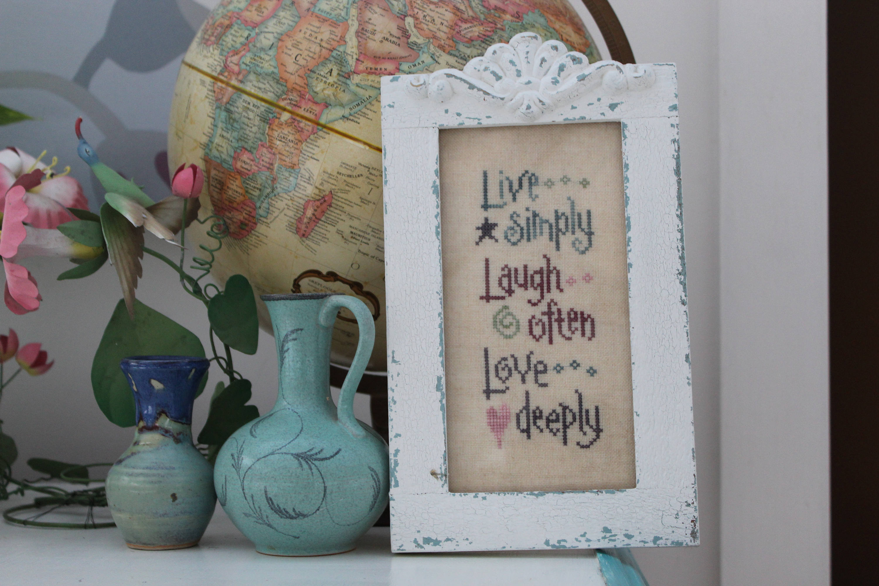 Vintage Framed Embroidery, Vintage Embroidery, Vintage Wall Decor