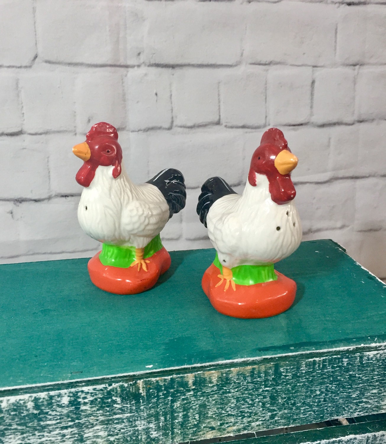 Mini Country Rooster and Hen Ceramic Salt and Pepper Shakers, Set of 4 -  Tableware - Appletree Design