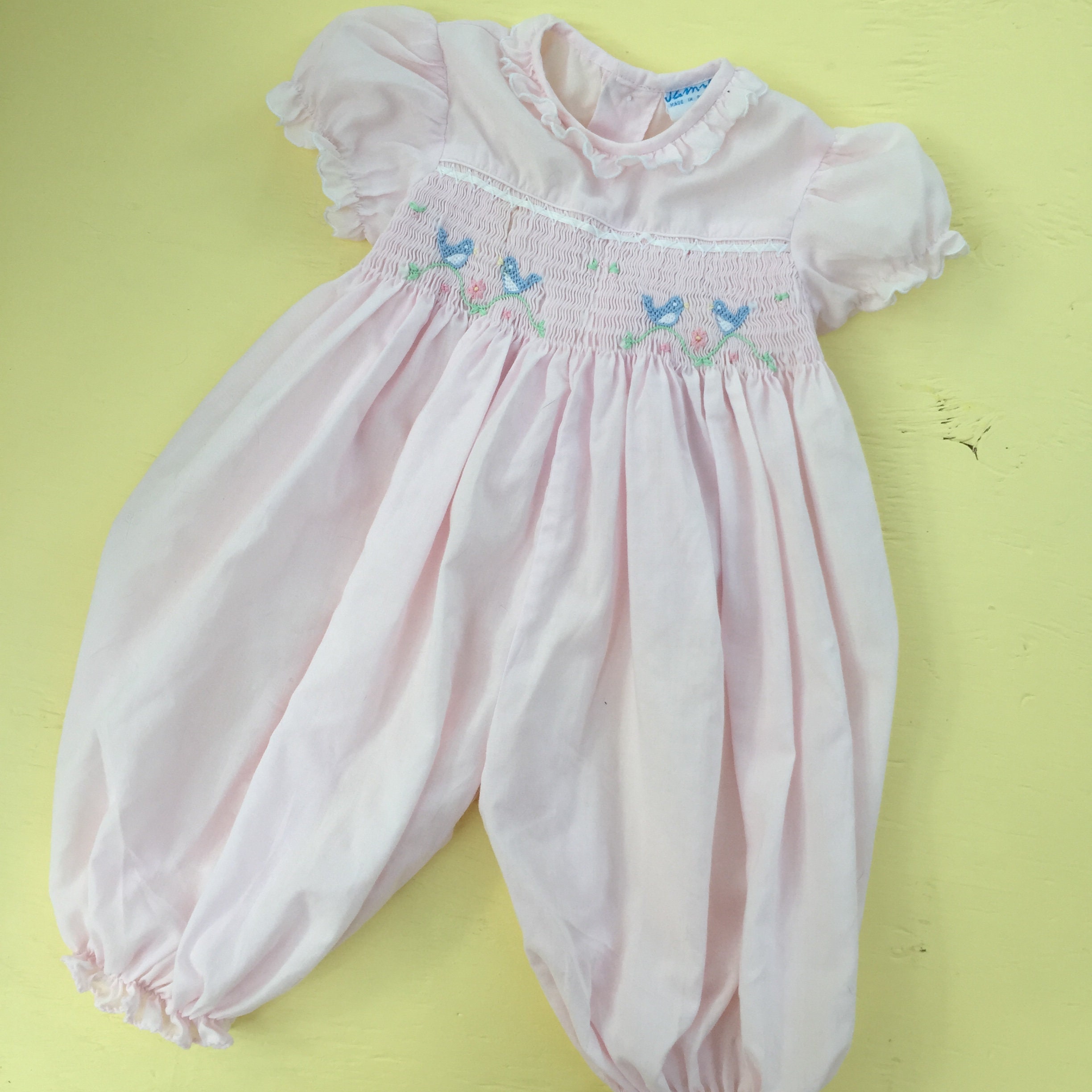 Vintage Baby Girl Smocked Outfit, Size 3 to 6 months, Vintage Smocked
