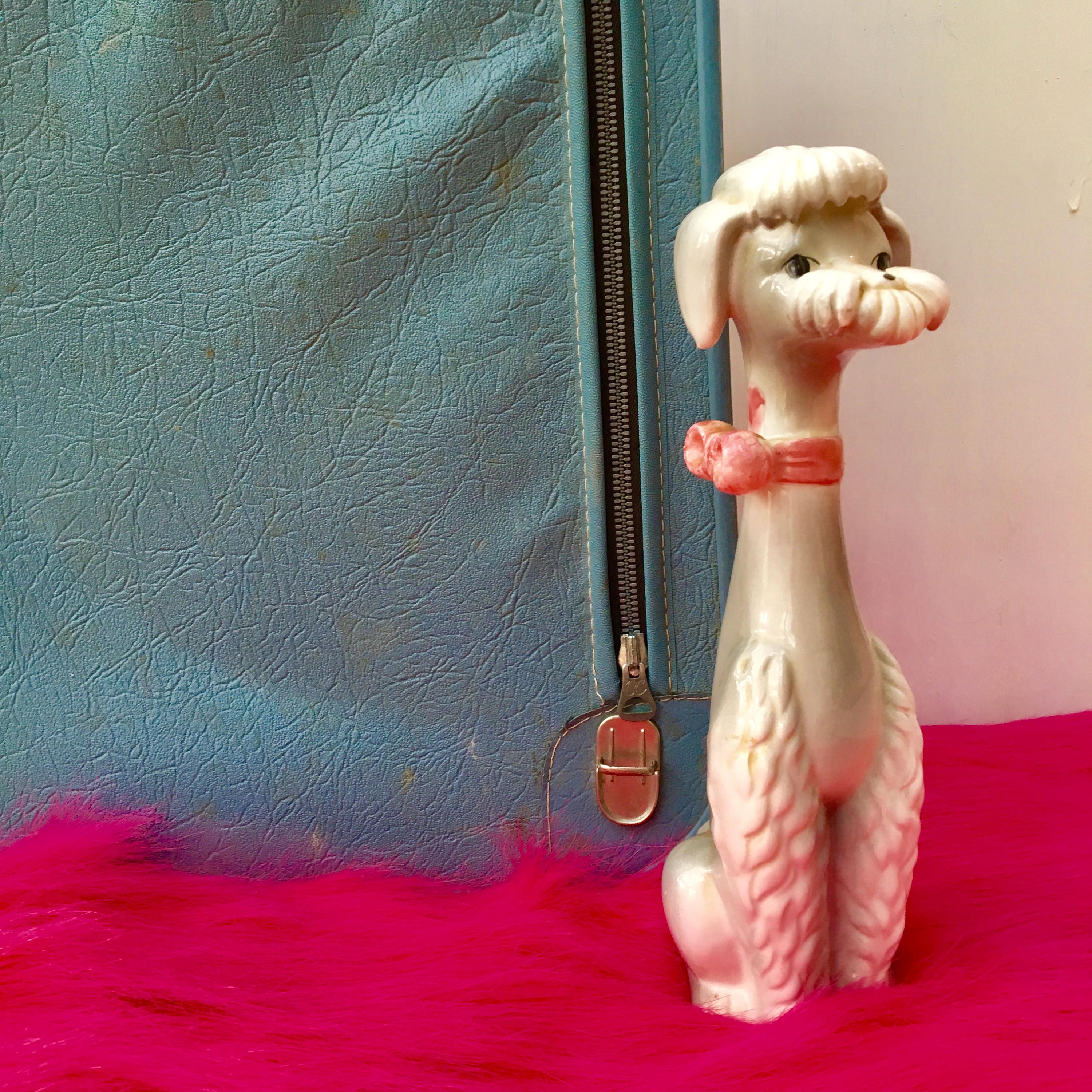 Vintage Poodle Figurine, Large Long Necked Poodle Figurine, Vintage