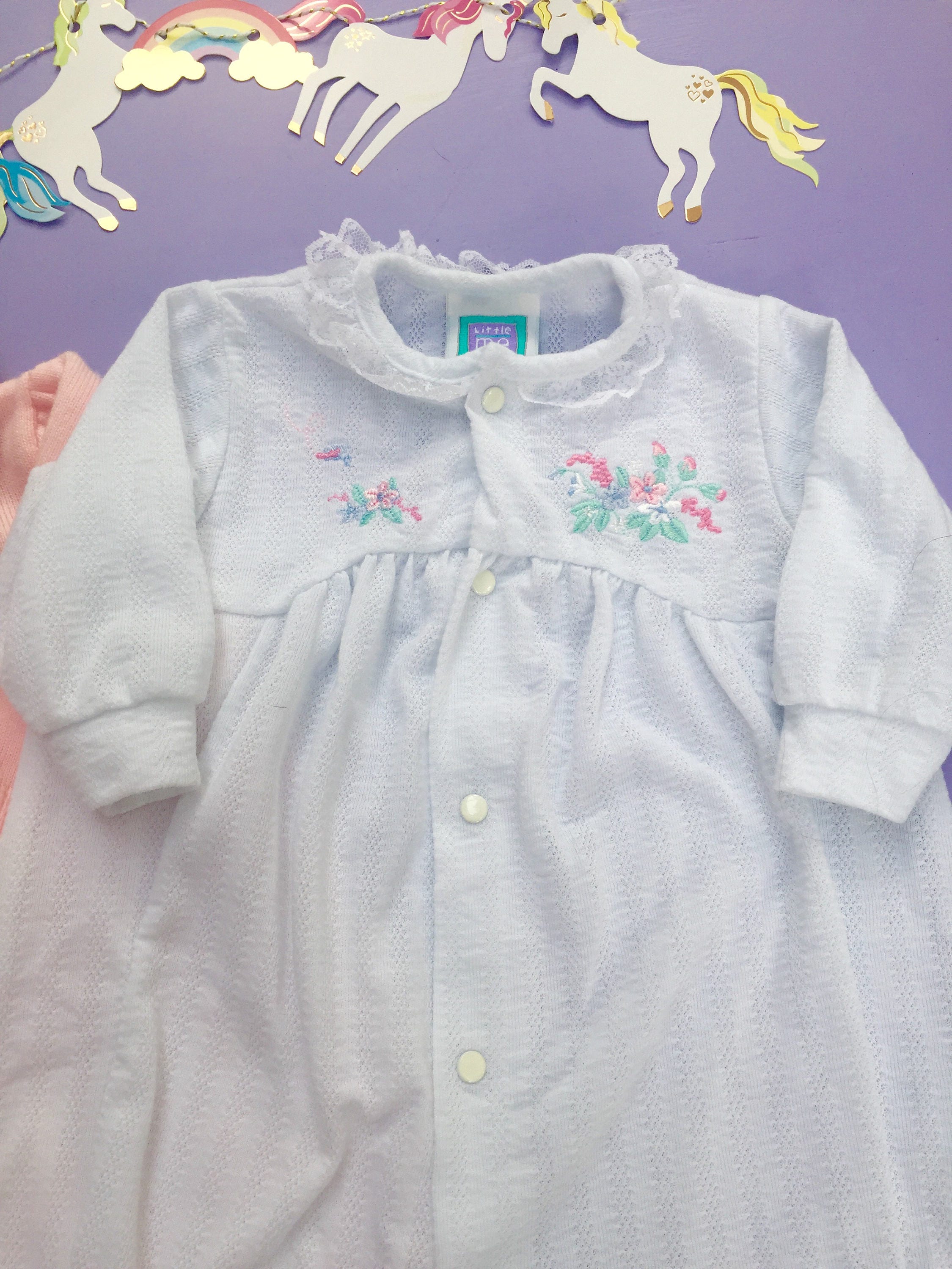 Vintage Baby Girl Sleeper, Set of Two, Size 6 to 9 months, Vintage