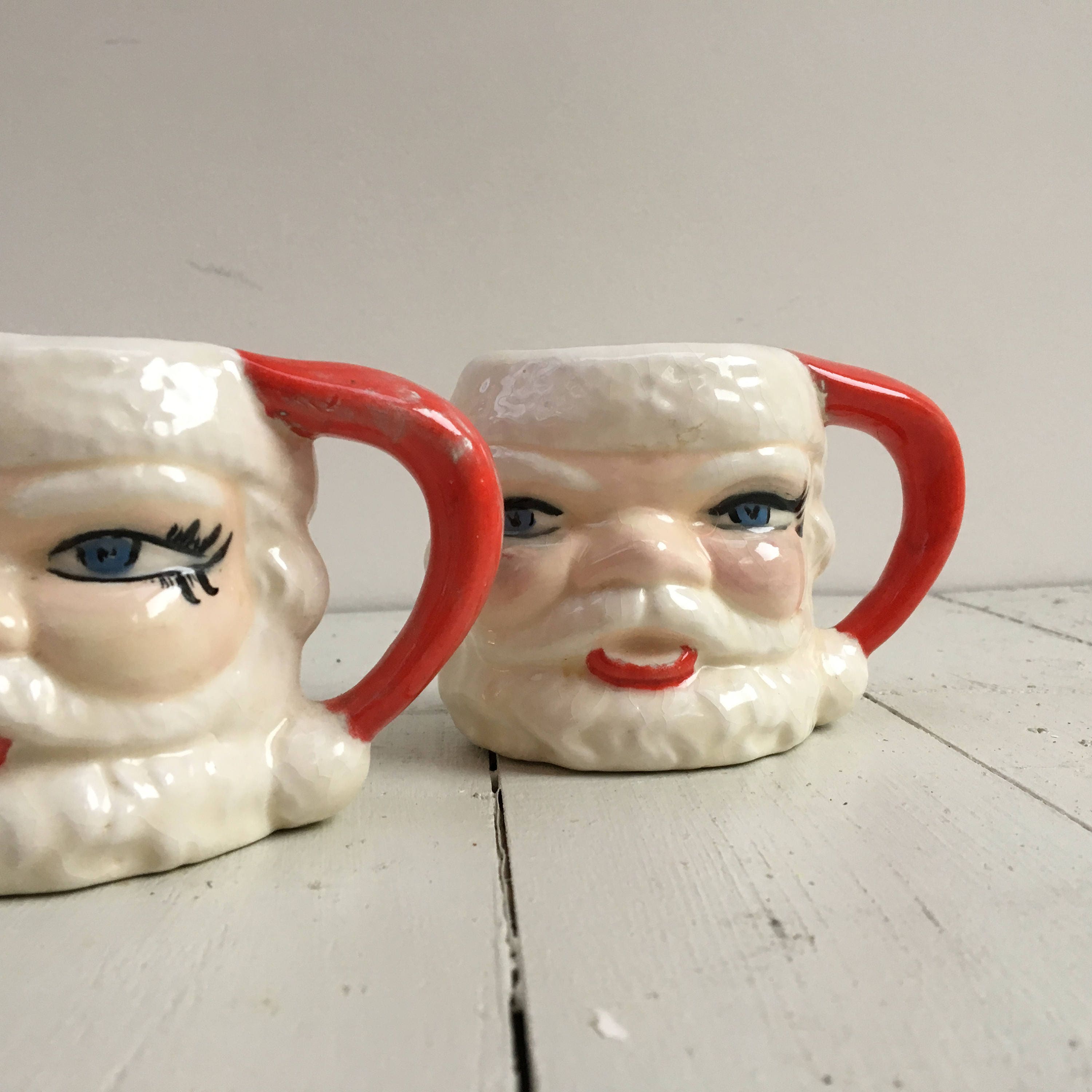 Vintage santa mugs set of two vintage santa coffee cups vintage