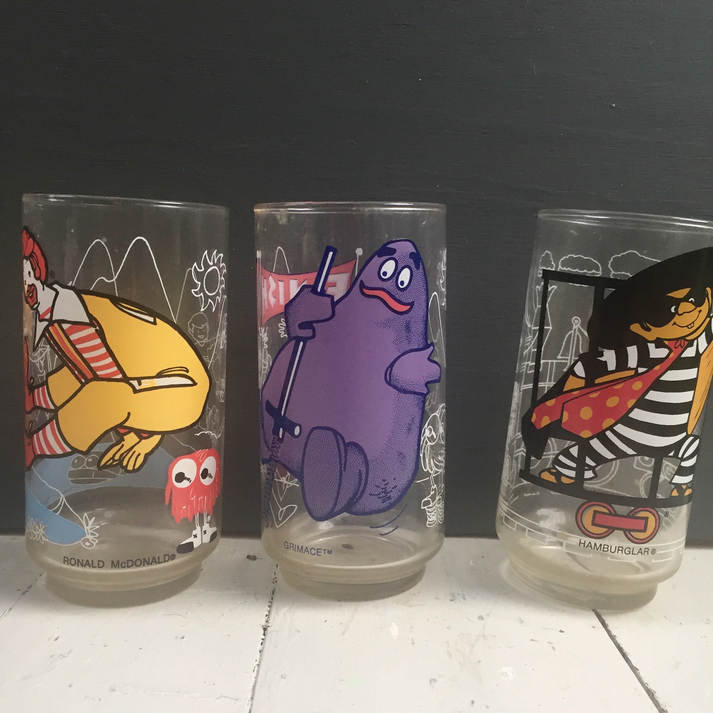 Vintage 1970s McDonald's Drinking Glasses, Vintage Ronald McDonald