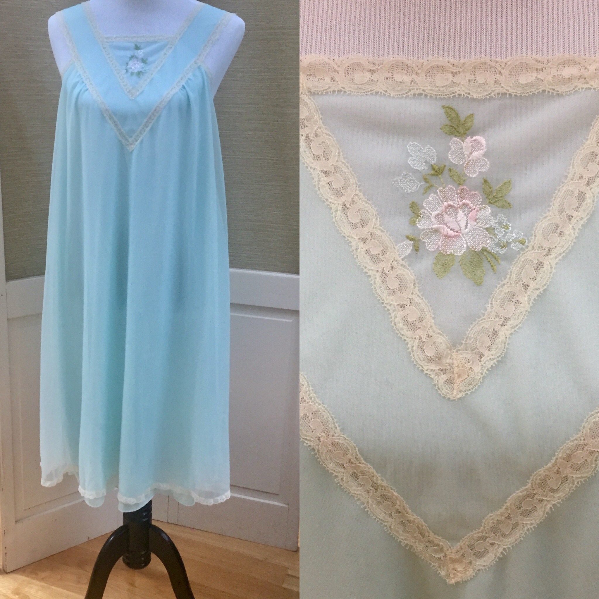 Vintage Hollywood Vassarette Nightgown, Vintage 1960s