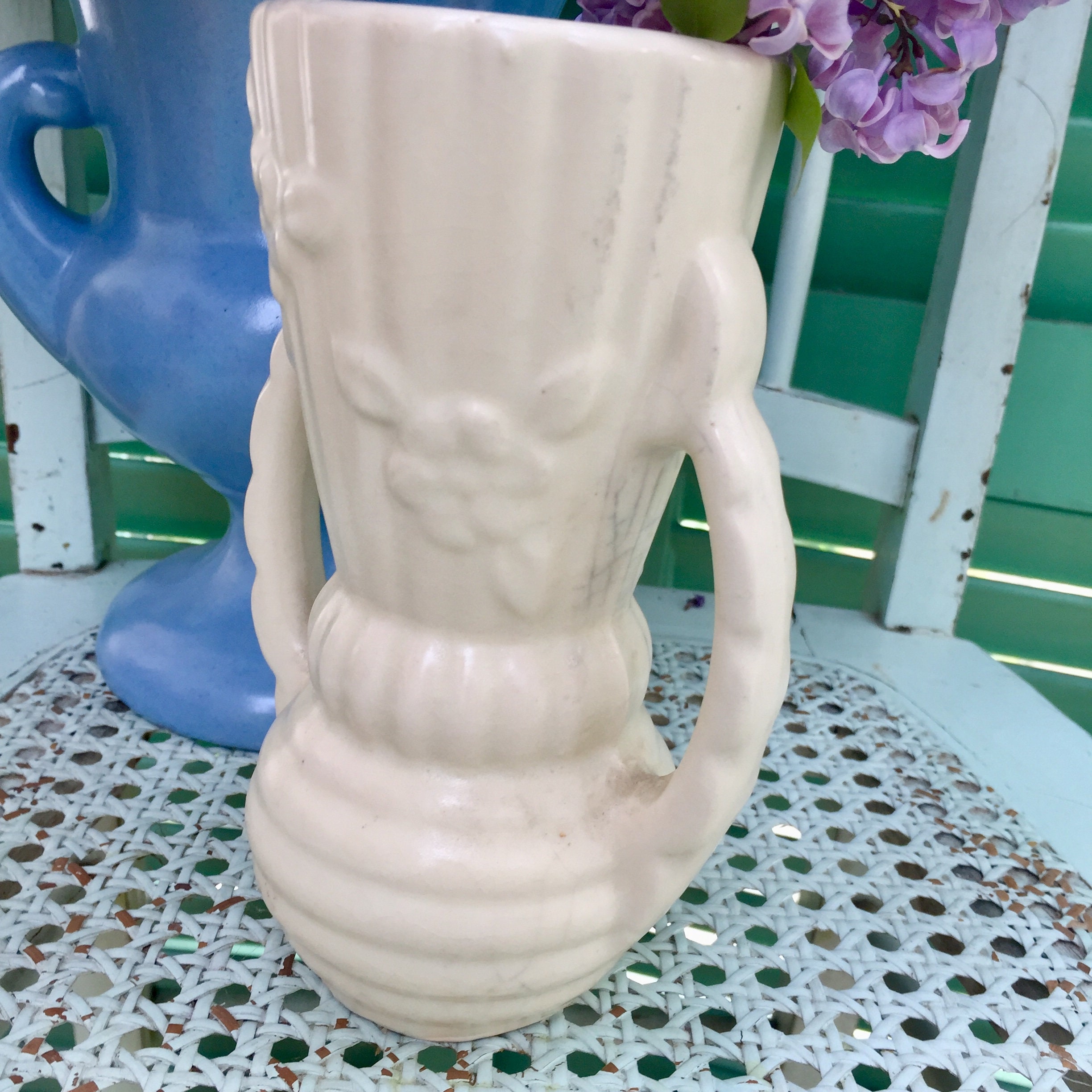Vintage White USA Vase, Vintage DoubleHanded USA Vase, White Vintage