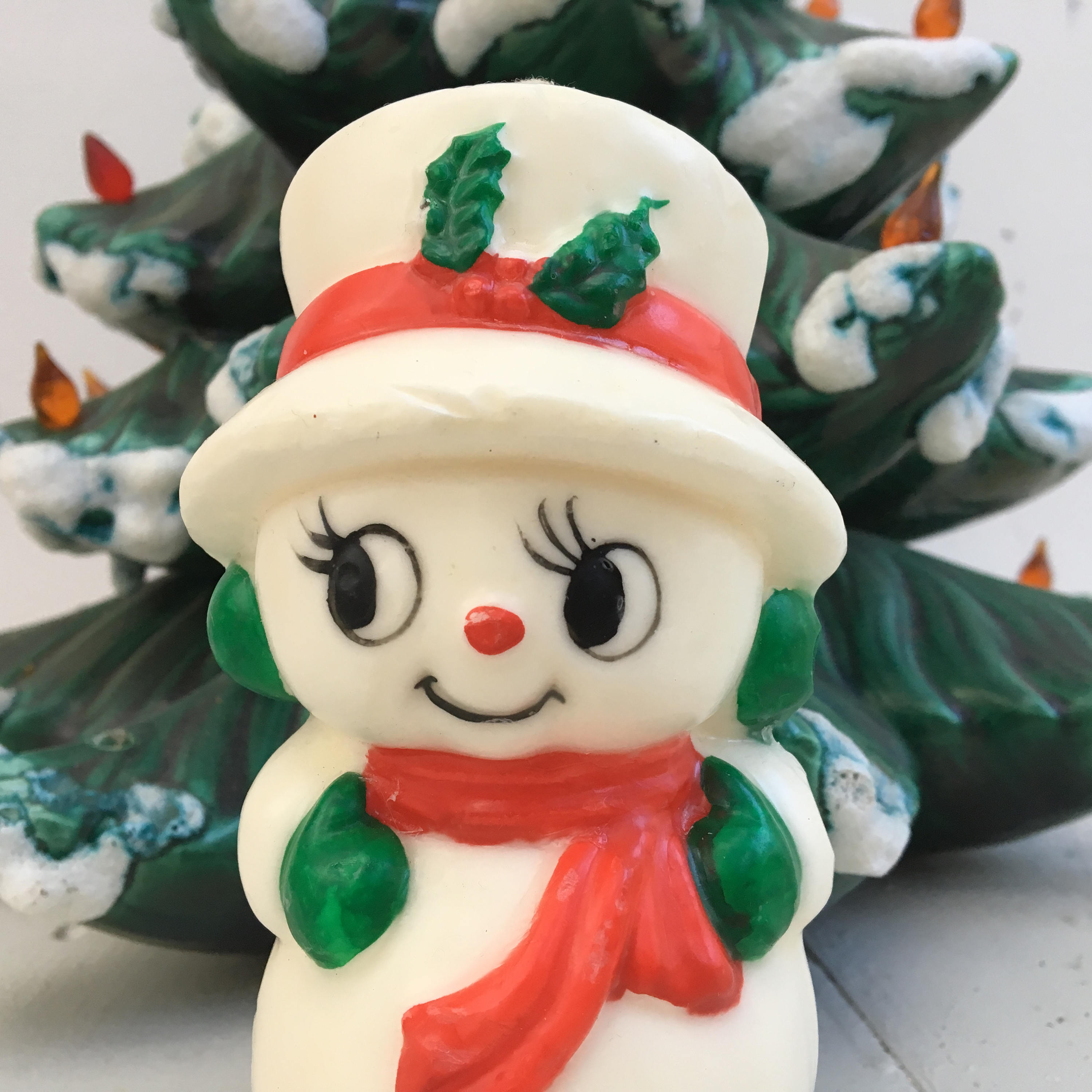 Vintage Gurley Christmas Candles, Set of Two, Vintage Snowman Christmas Candle, Kitschy