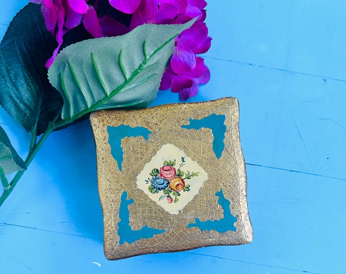 Vintage Floral Wooden Box, Decorative wooden jewelry box, Dresser display box, Boho jewelry box, wooden gift box, flower decor, hinged box