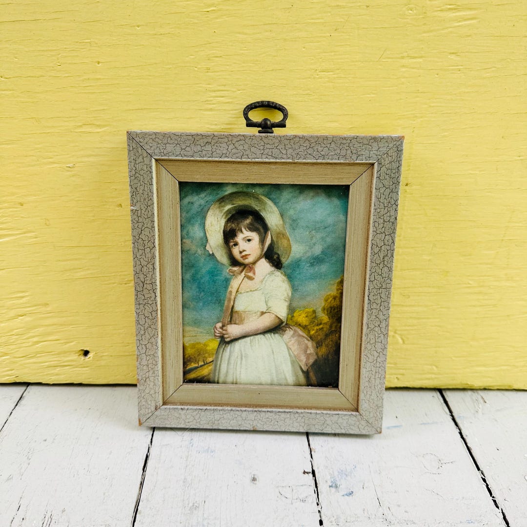 Vintage Framed Miss Willoughby Print George Romney Cottagecore Wall Art ...