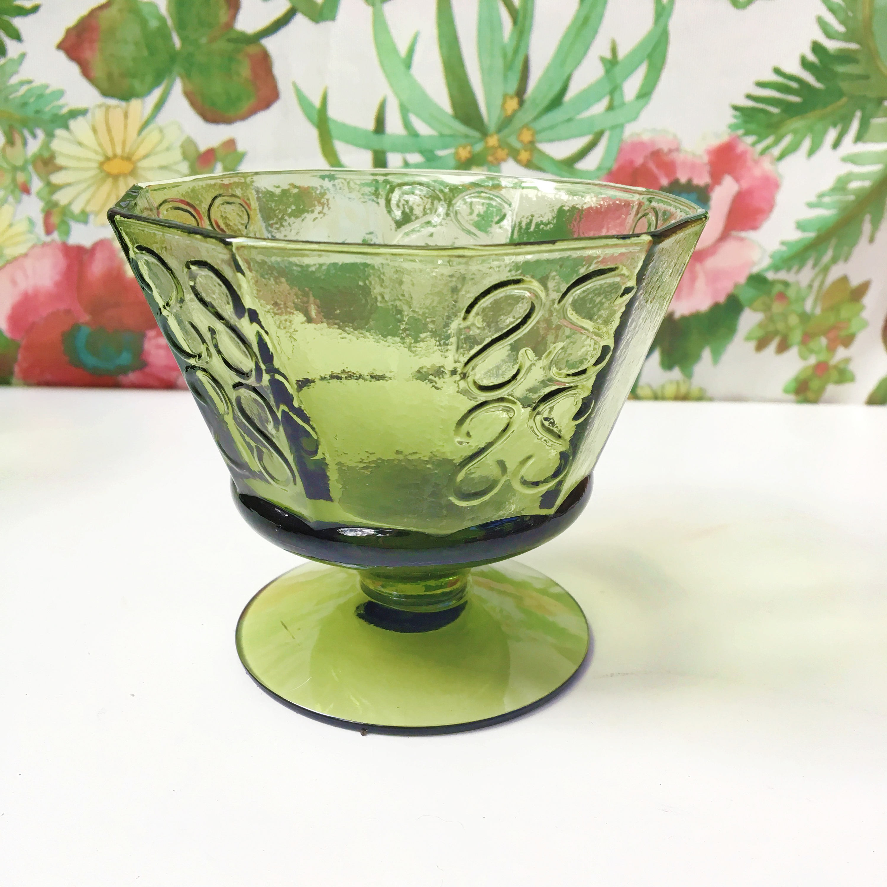 vintage-green-glass-dessert-dishes-set-of-six-dessert-dishes