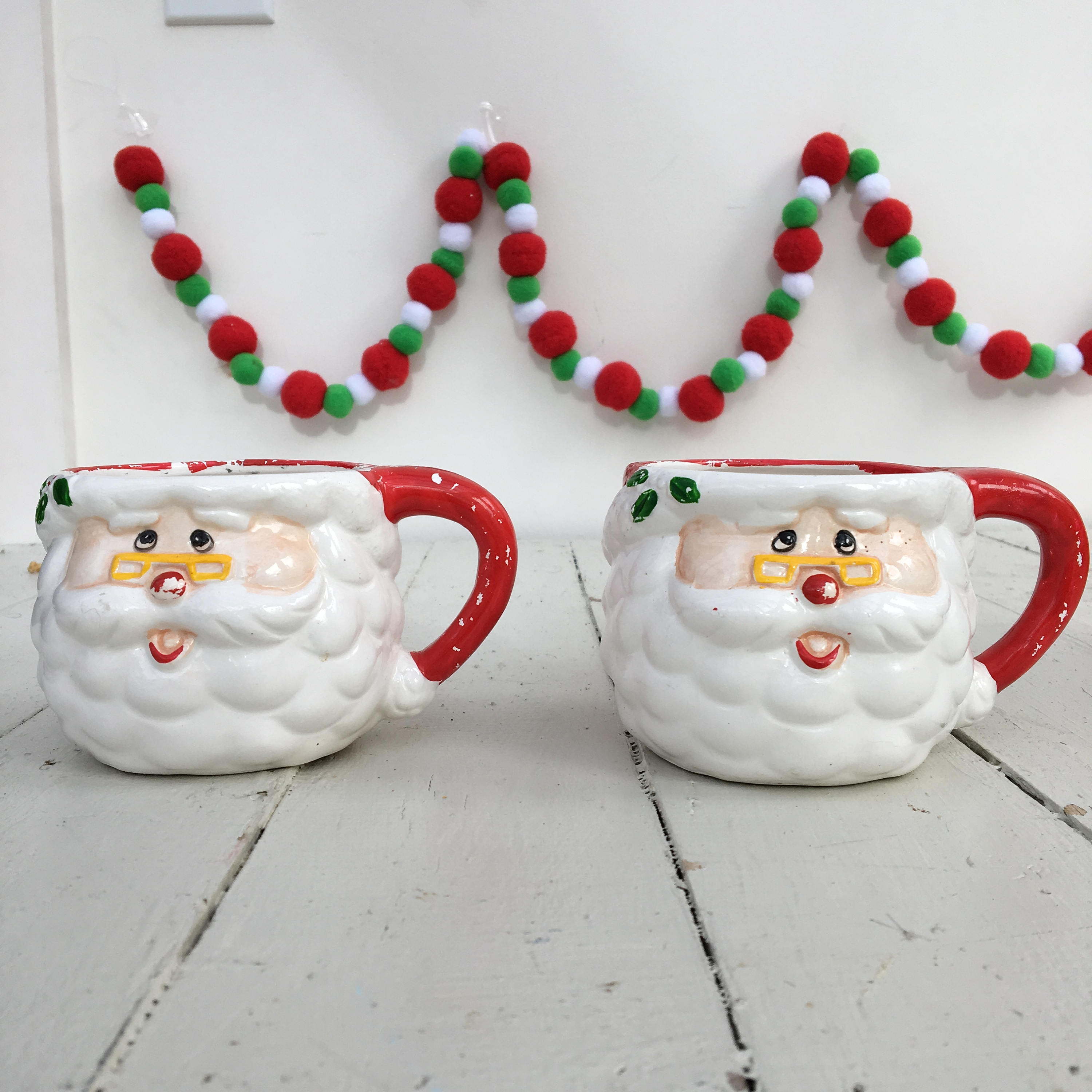 Vintage santa mugs set of two vintage santa coffee cups vintage