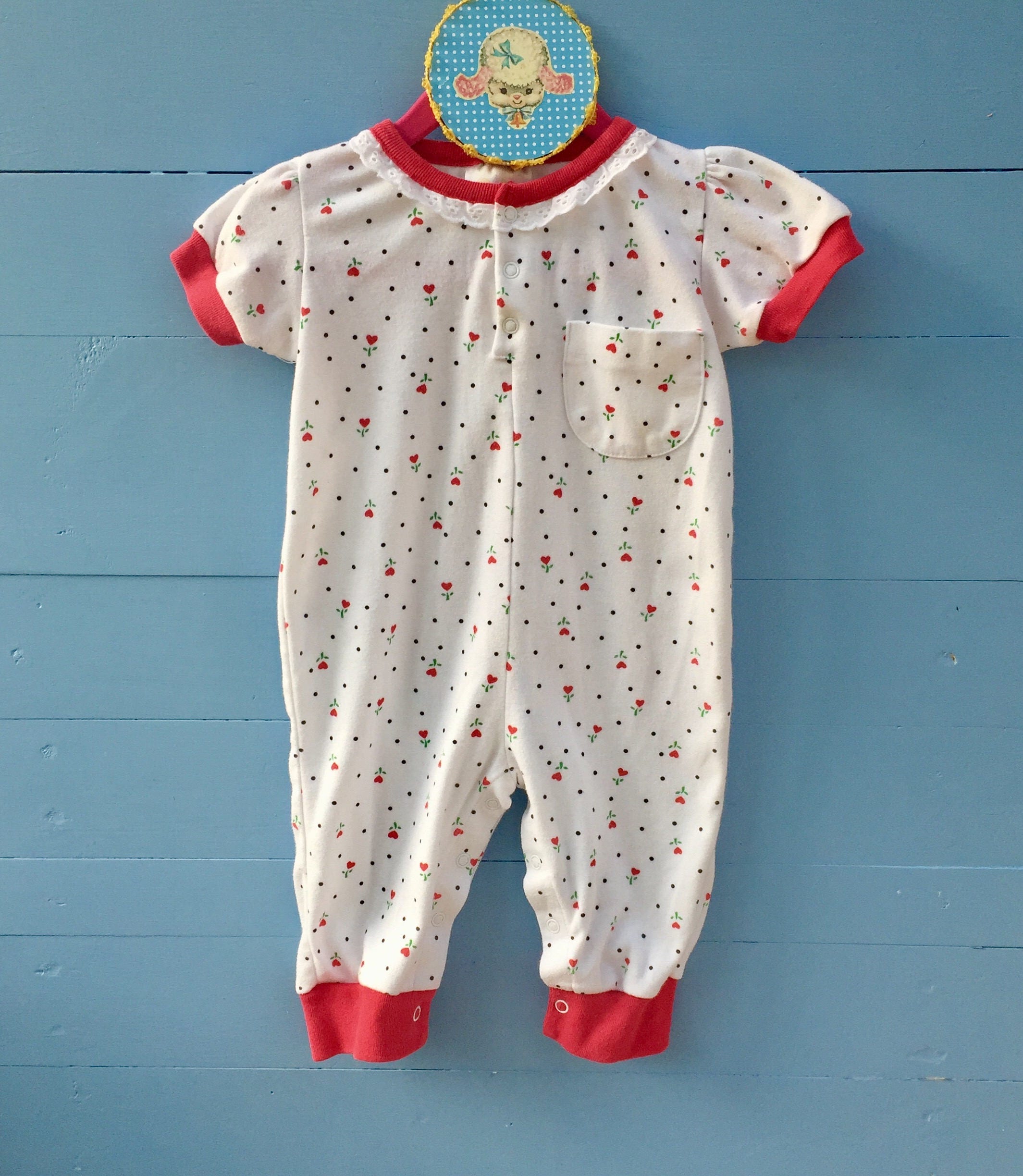 Vintage Baby Girl Sleeper Pajamas, Baby Girl Size 12 months, Baby