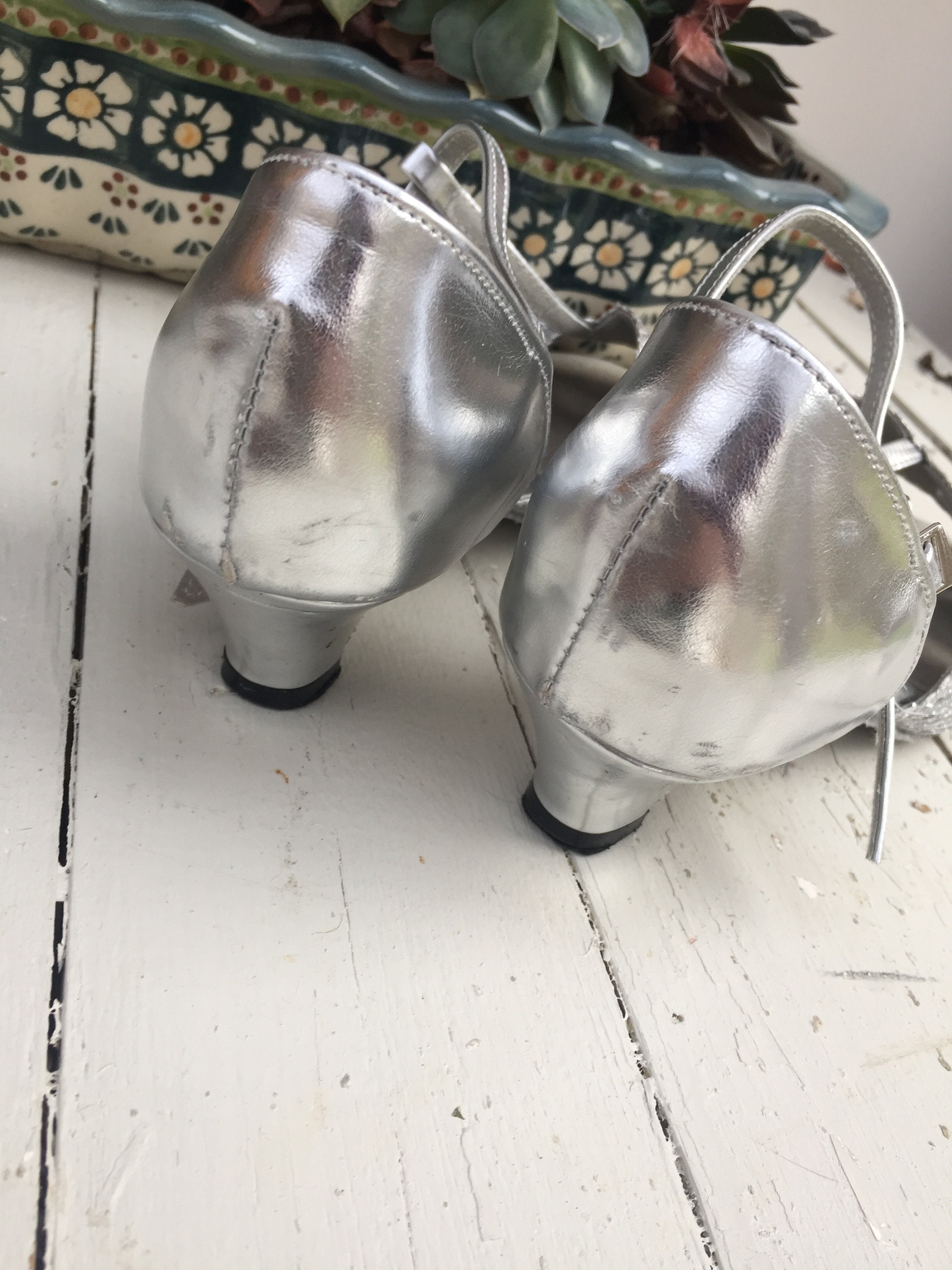 Vintage Silver Heels, Women's Size 6.5, Vintage Kitten Heel Shoes ...