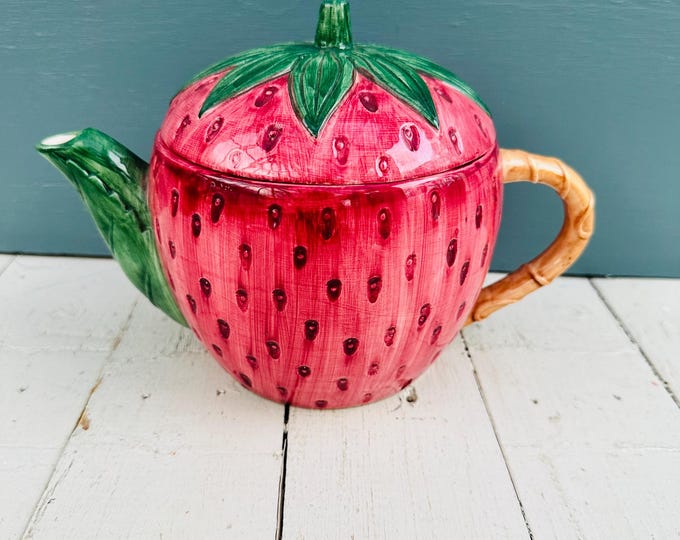 Vintage Cemar California Pottery Strawberry Teapot Vintage Strawberry Kitchen Accessories