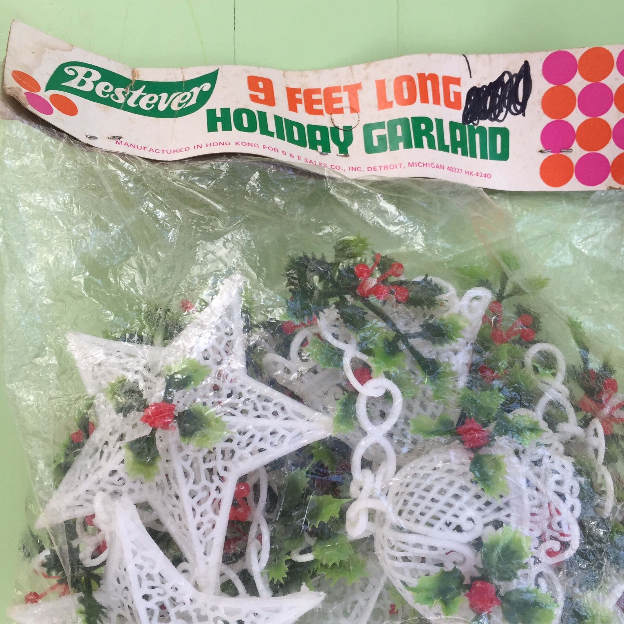 Vintage NOS Christmas Garlands, Set of Two, Vintage Bead Garland