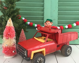 Vintage Toy Tonka Truck, Vintage Christmas Truck, Vintage Christmas Decorating Truck, Vintage Toy Truck
