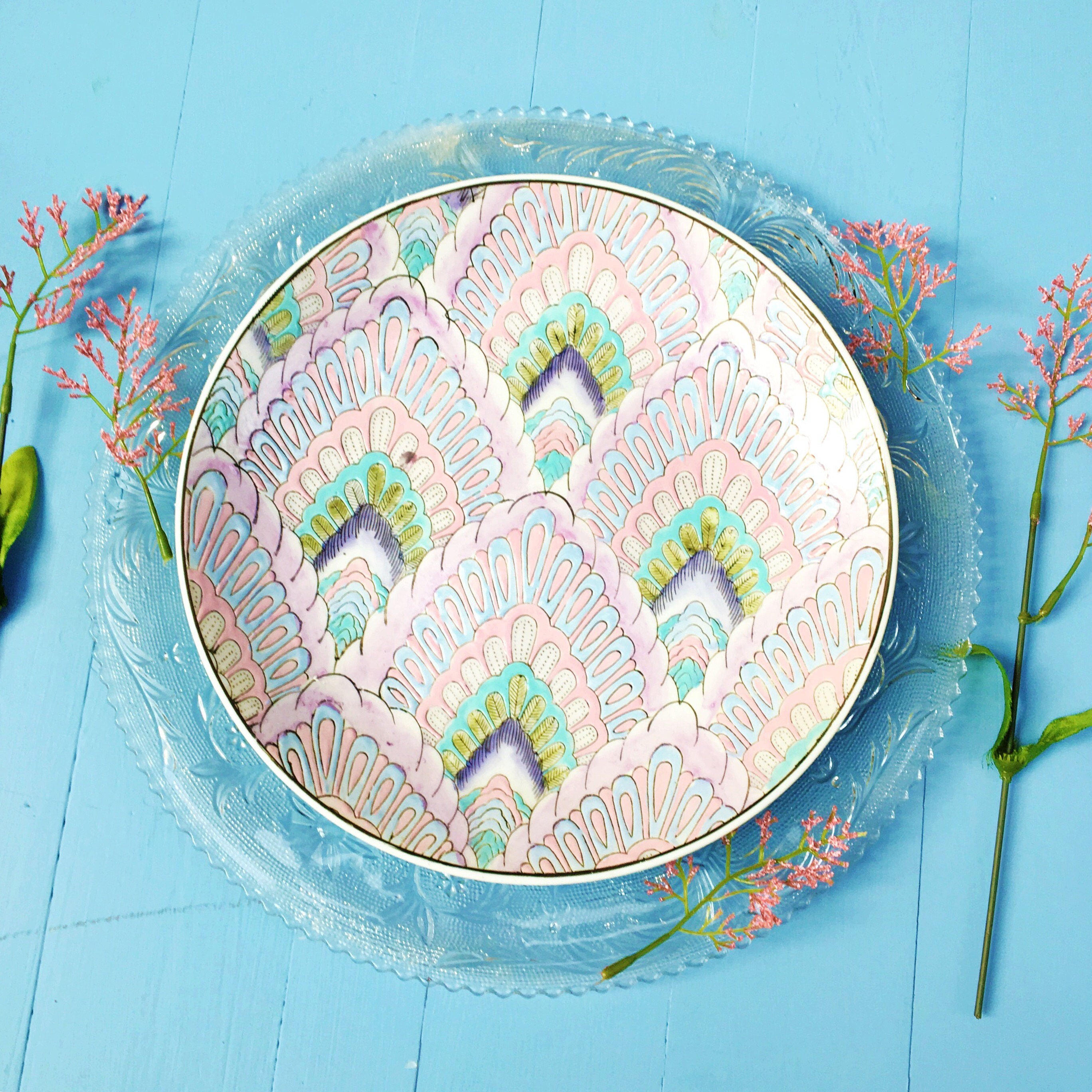 Vintage Art Deco Style Plate, Art Deco Decorative Plate, Chinese