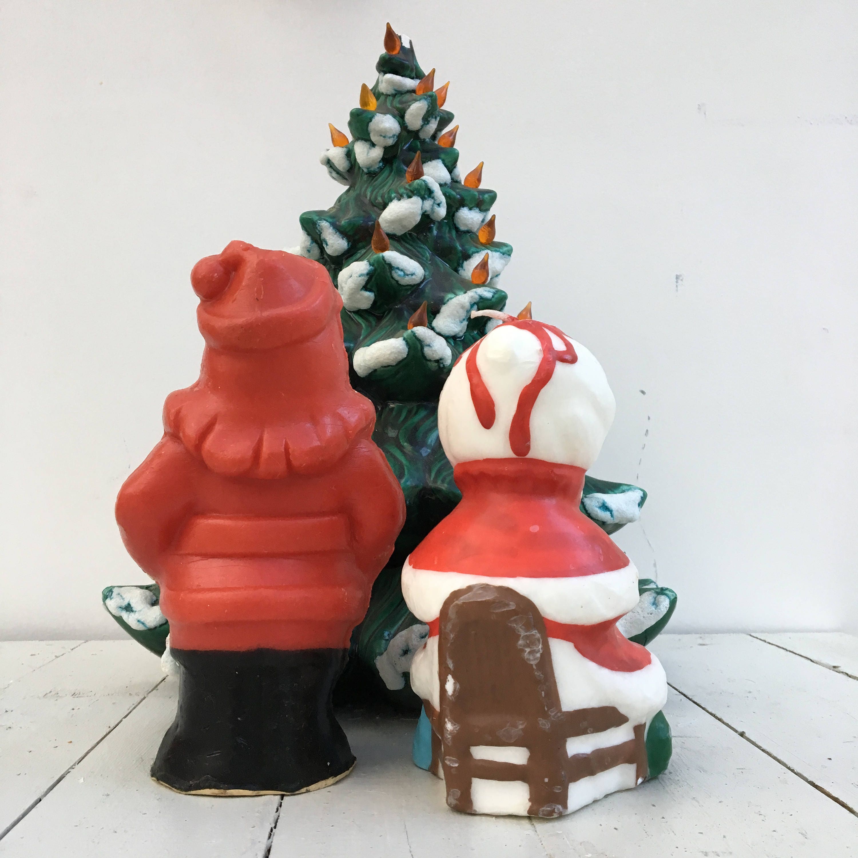 Vintage Santa and Mrs. Claus Christmas Candles, Suni Christmas Candle