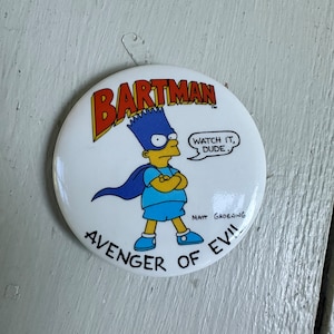 Vintage Bart Simpson button, Bart Simpson pin, Vintage 1990s Novelty Pin, Vintage Simpsons pin, 1990s TV show, 1990s Memorabilia