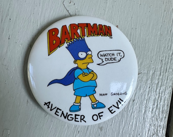 Vintage Bart Simpson button, Bart Simpson pin, Vintage 1990s Novelty Pin, Vintage Simpsons pin, 1990s TV show, 1990s Memorabilia