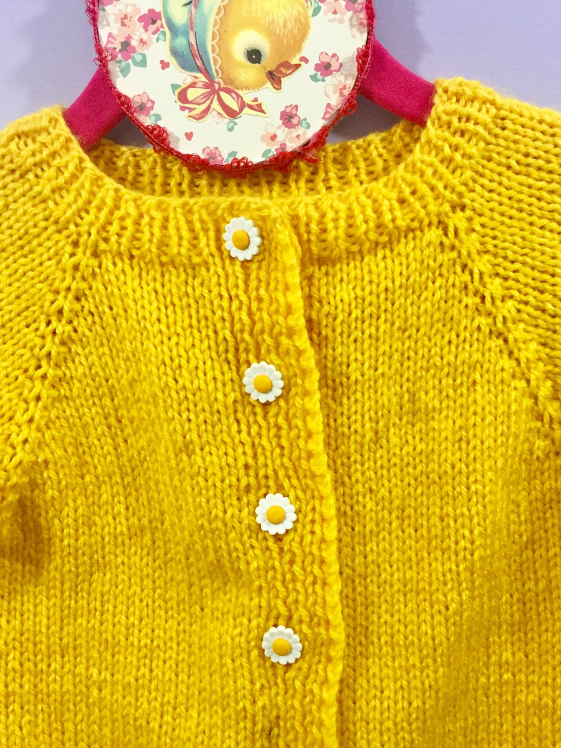 Vintage Baby Girl HandKnitted Sweater, 12 months Girl Cardigan, Bright