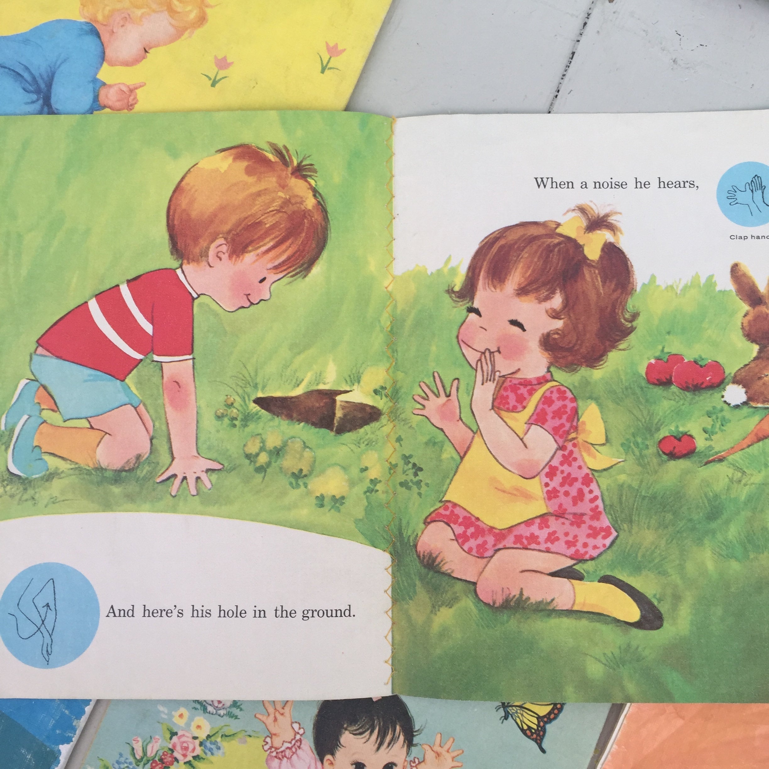 Vintage Mid Century Baby's First Books, Set of Six, Vintage Baby Wipe