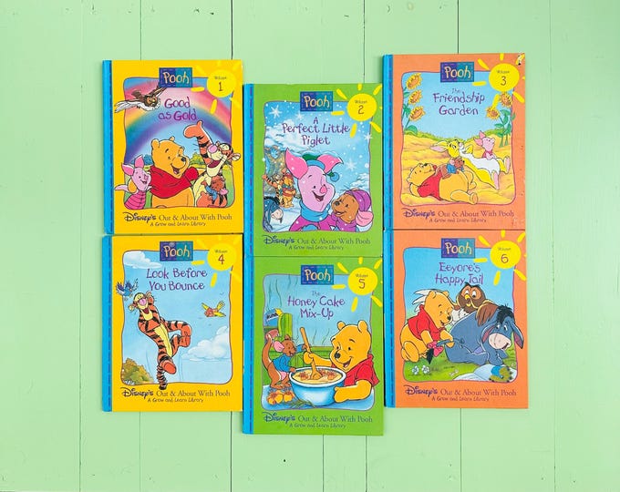 Vintage Disney Winnie The Pooh Book Set Complete Volumes 1-6 Hardcover Out & About With Pooh