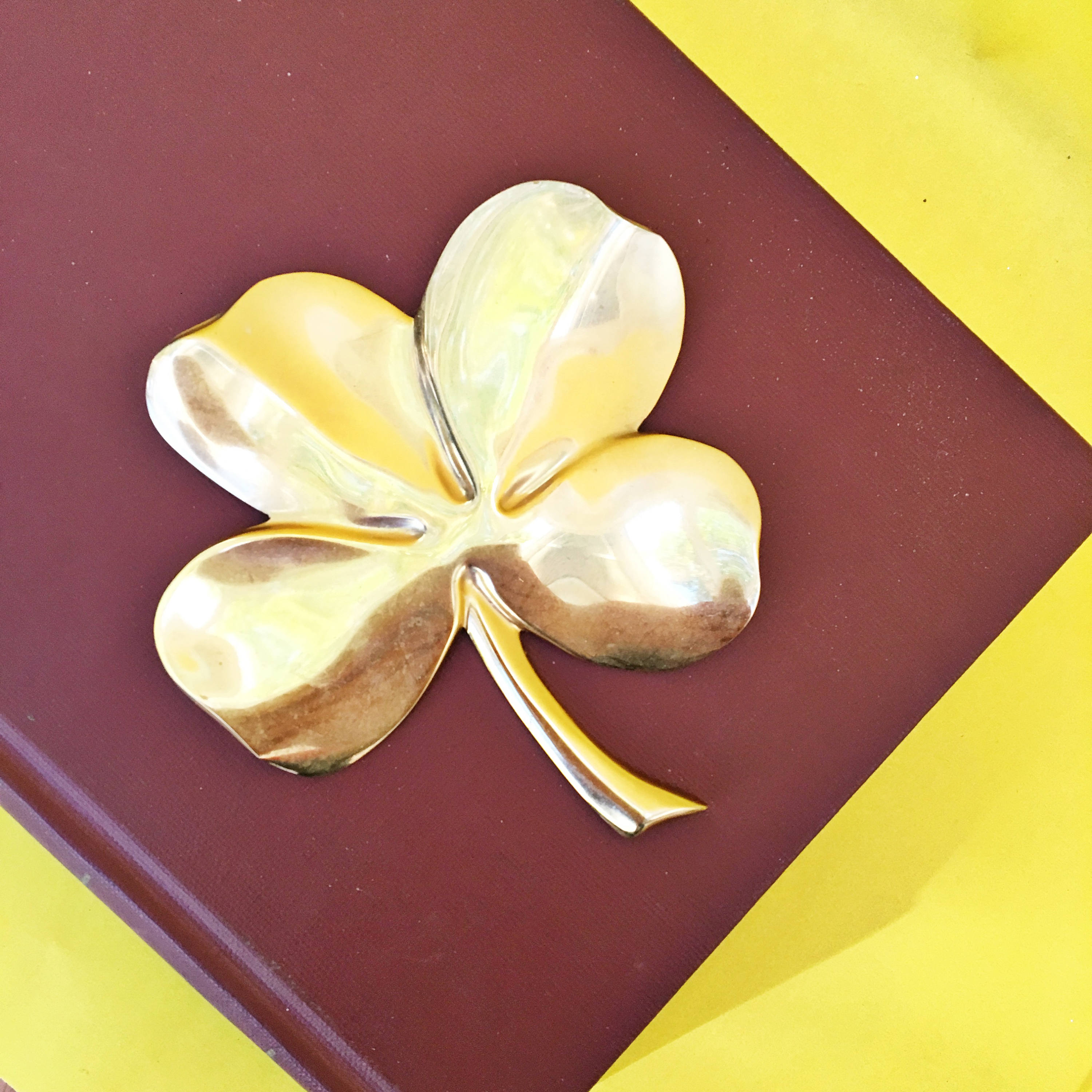 Vintage Brass Four Leaf Clover Paperweight, Vintage Boho Chic Decor, Vintage Girlfriend Gift