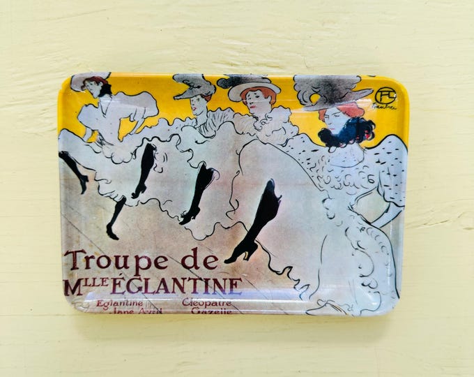 Vintage Toulouse Lautrec Troupe de Mlle Eglantine Decorative Tray French Poster Art Vanity Catchall Made in Italy