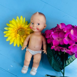 Vintage 1960s Kewpie doll, Rubber Kewpie Doll, 9 inch doll, 60s rubber baby doll, Mid Century toy, collectible doll